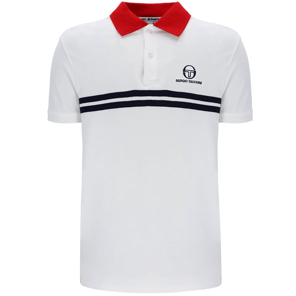 Sergio Tacchini Supermac MK2 Polo Shirt - White/Rush