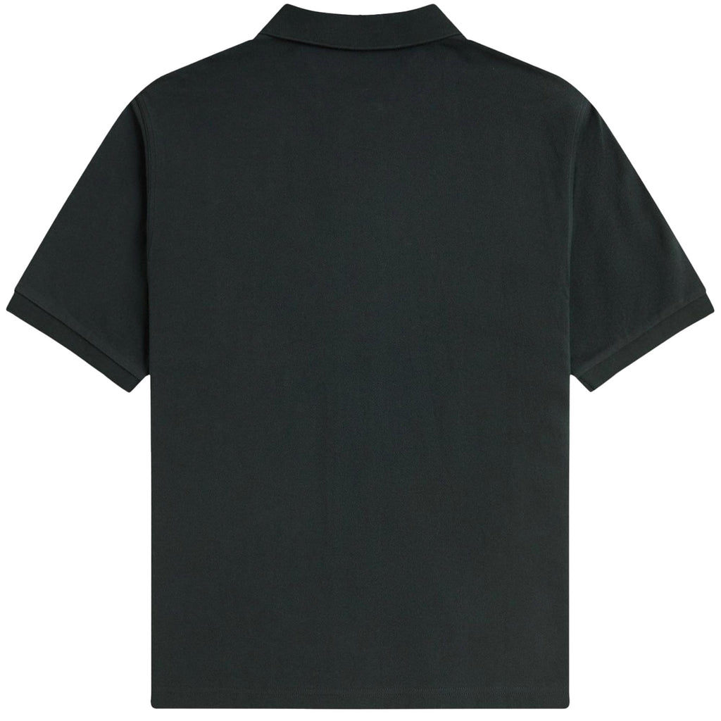 Fred Perry Chenille Tape Button Through Polo - Night Green