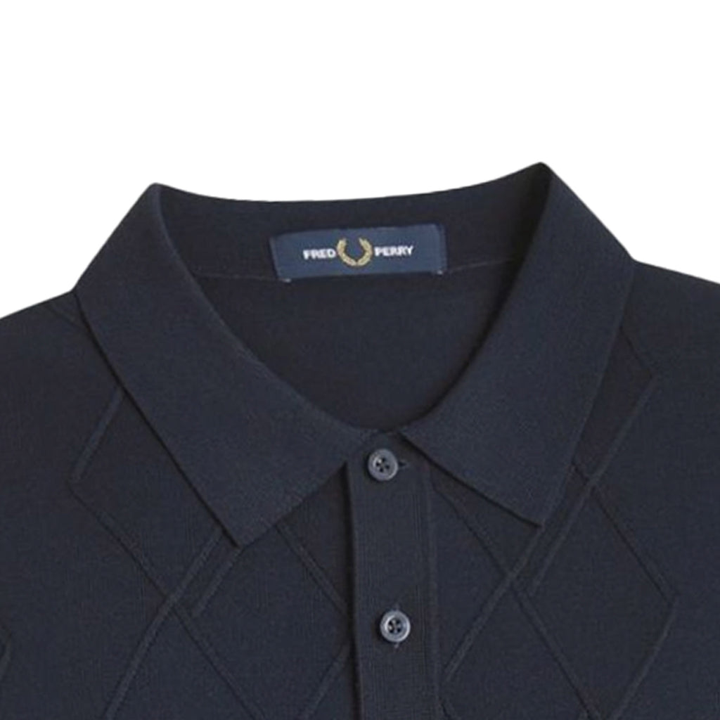 Fred Perry Cable Knitted Shirt - Navy