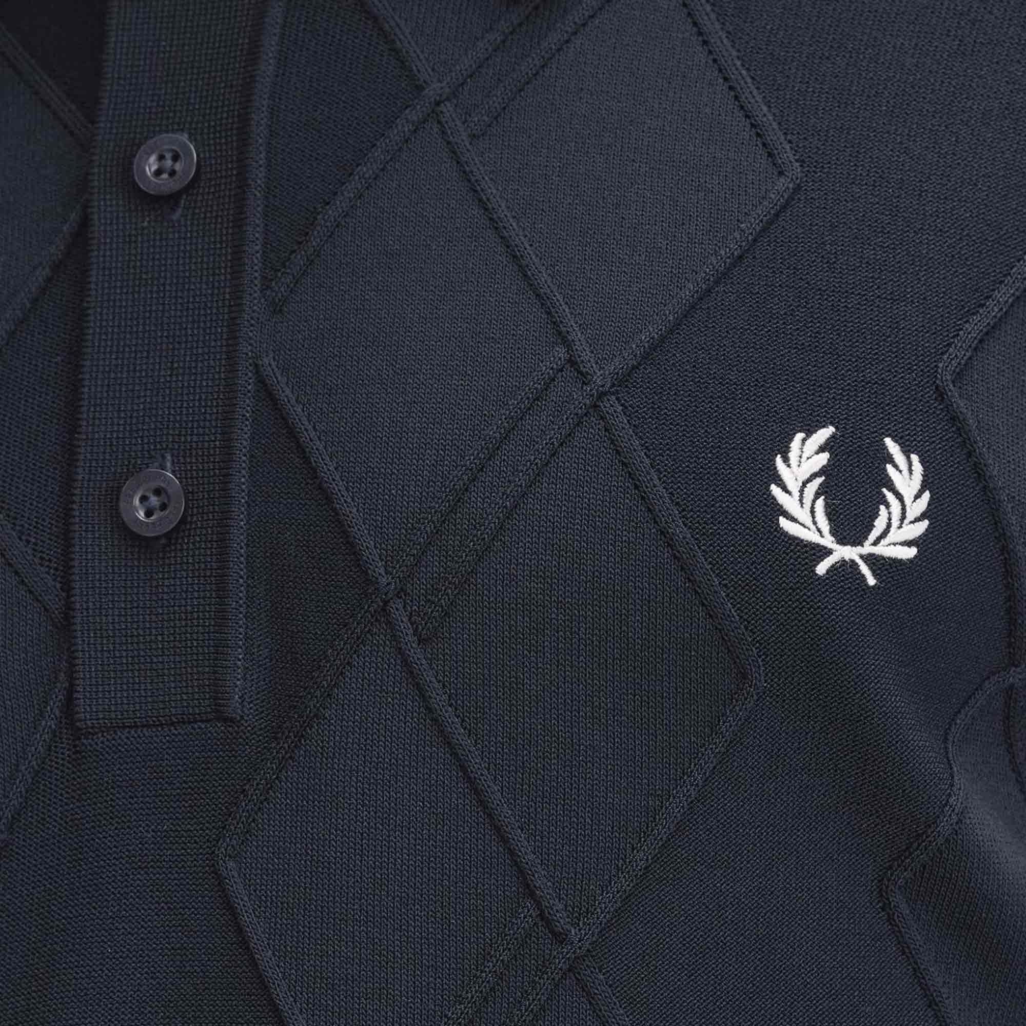 Fred Perry Cable Knitted Shirt - Navy