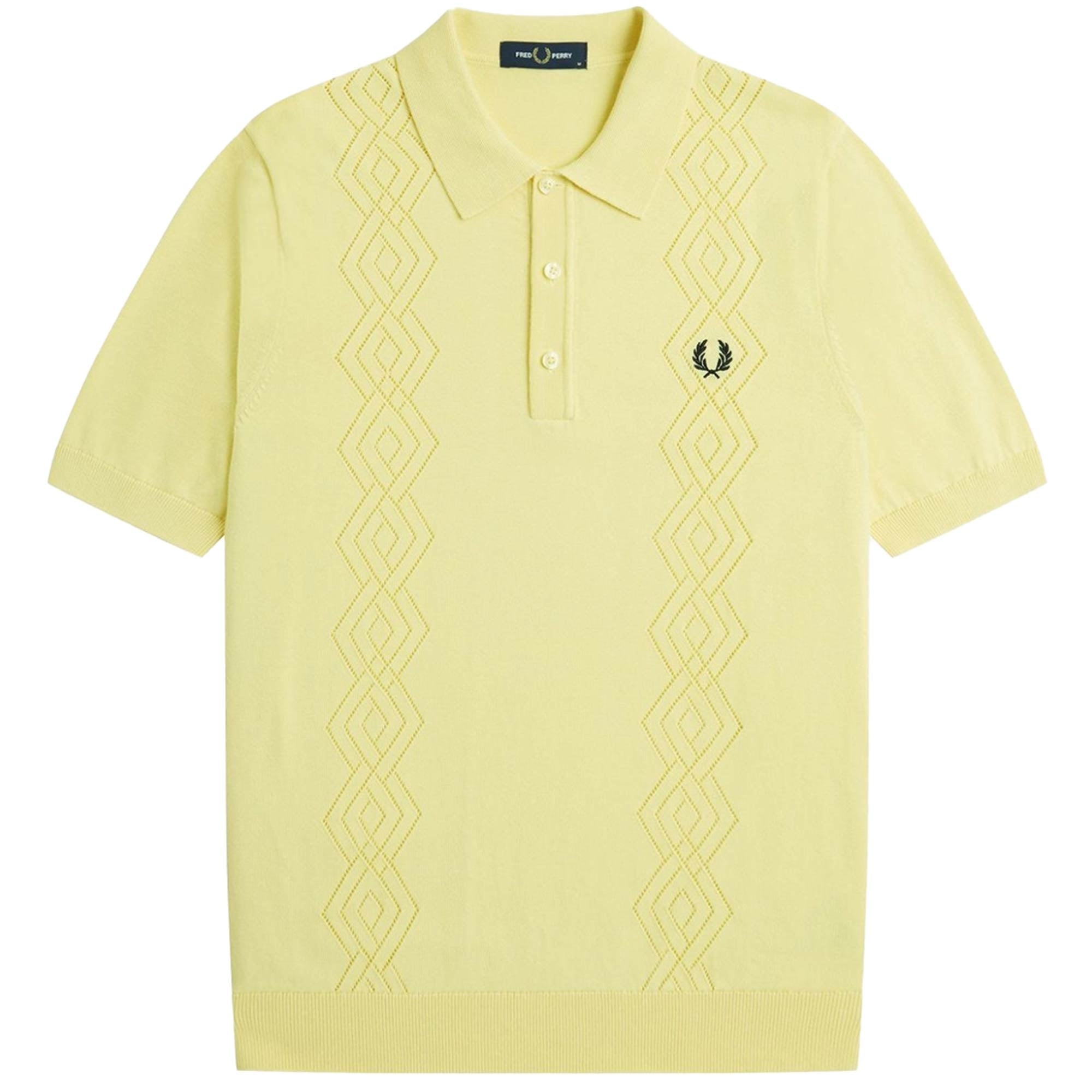 Fred Perry Pointelle Knitted Shirt - Champs Gold