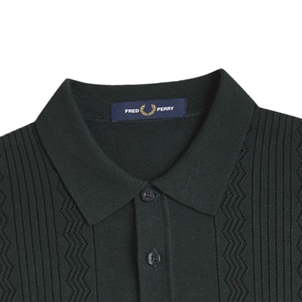 Fred Perry Pointelle Knitted Shirt - Night Green