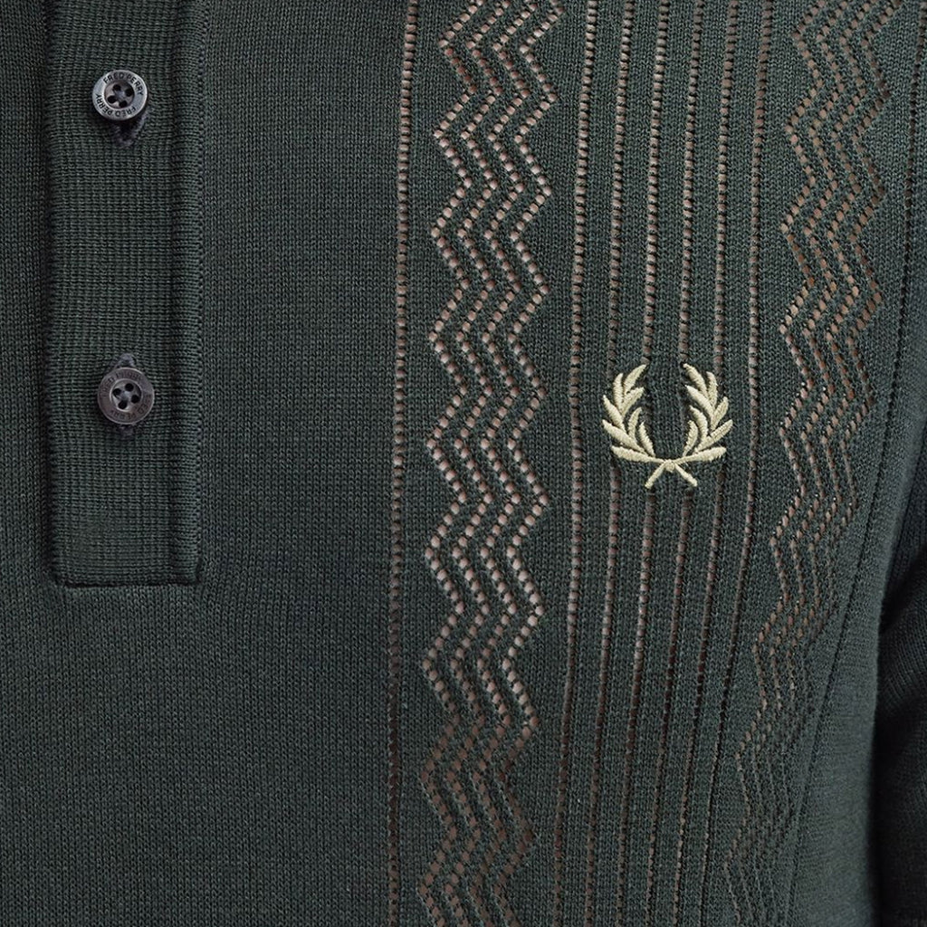 Fred Perry Pointelle Knitted Shirt - Night Green