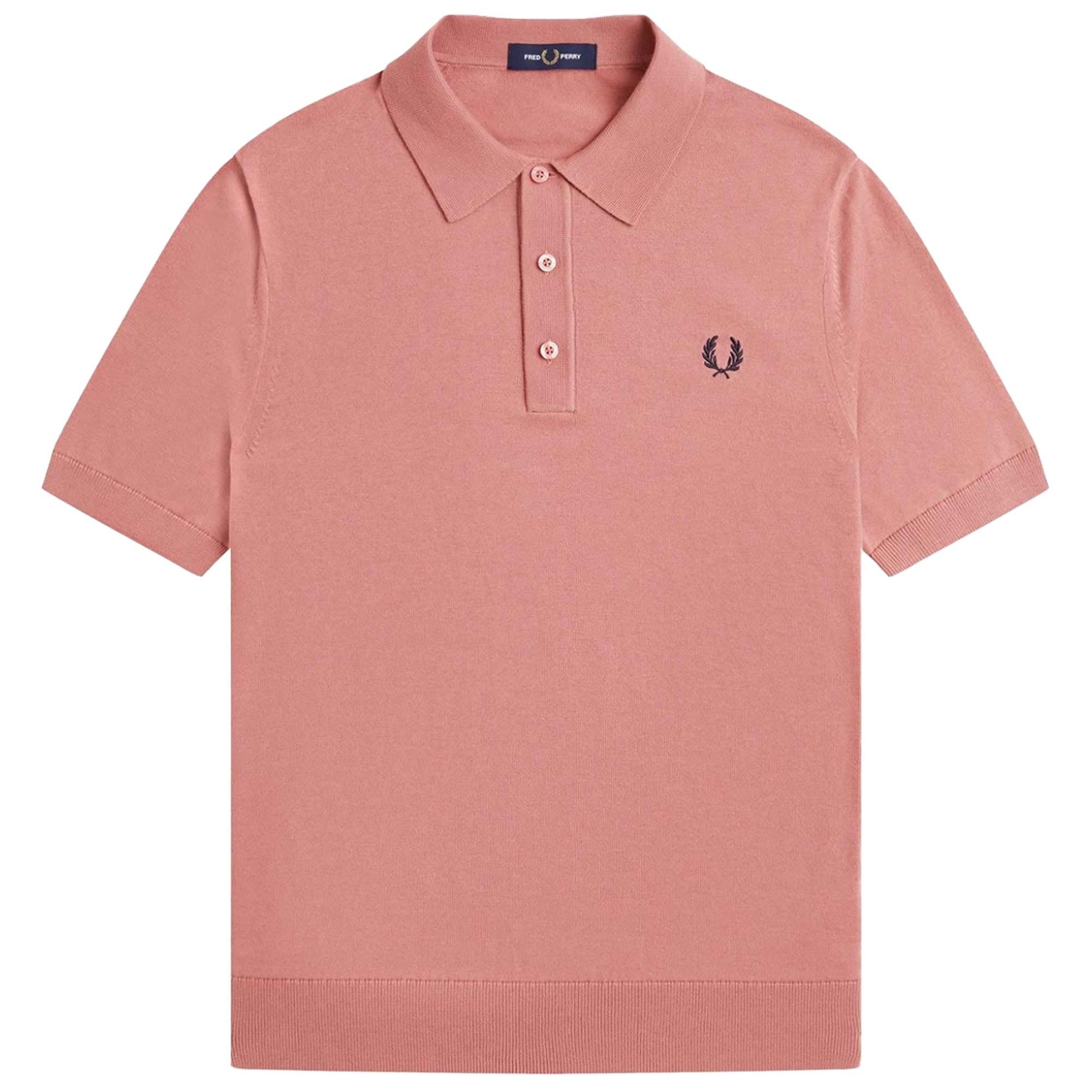 Fred Perry Cotton Knitted Shirt - Putty Pink – Stuarts London