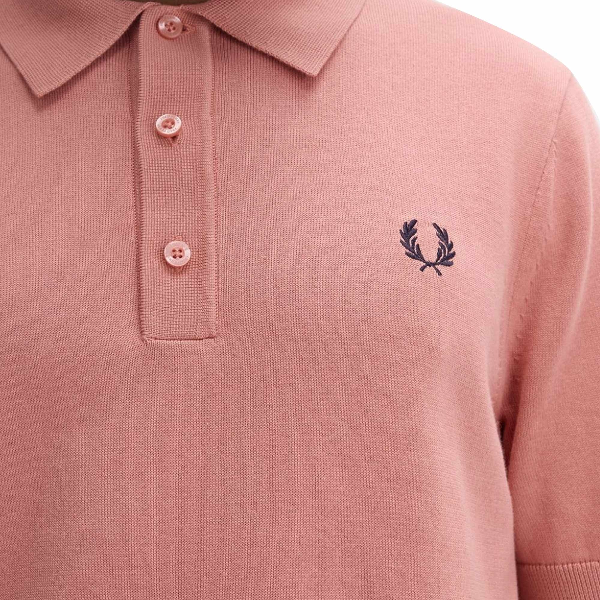 Fred Perry Cotton Knitted Shirt - Putty Pink