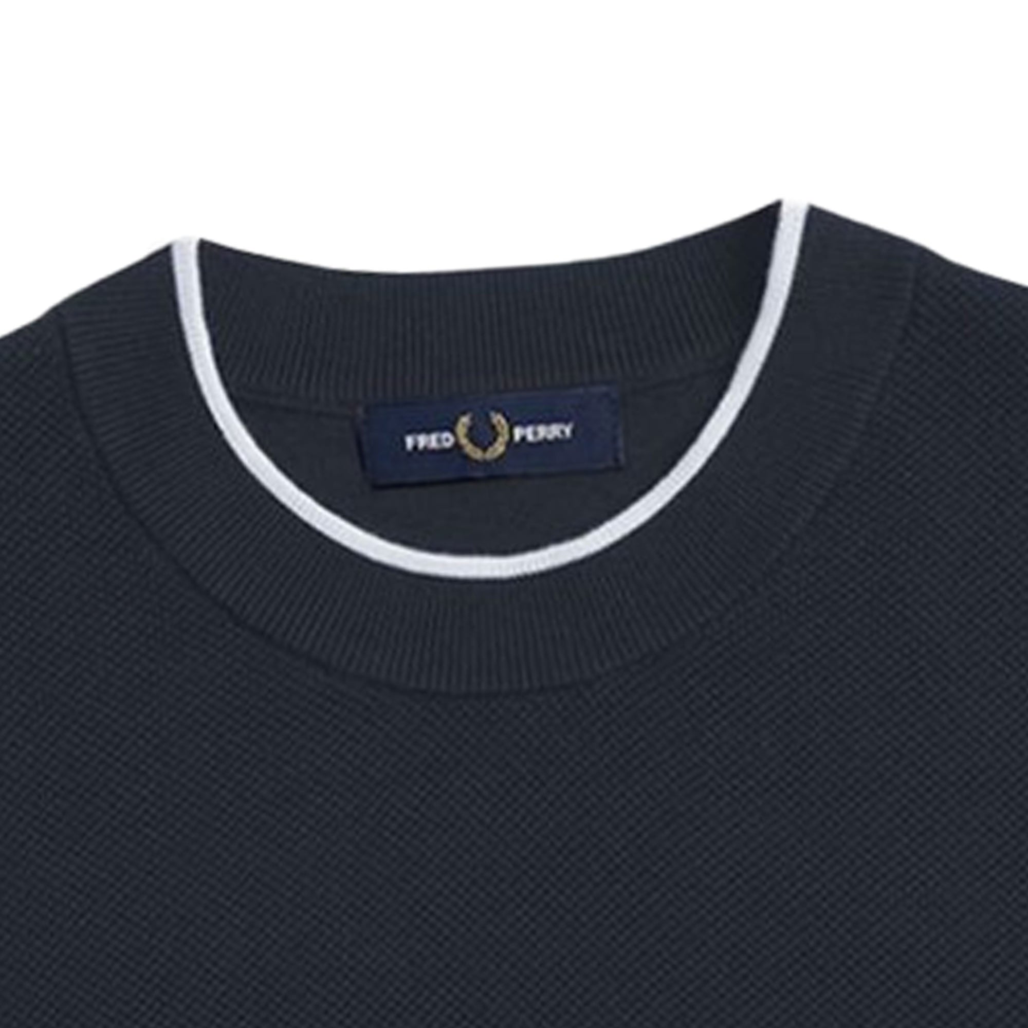 Fred Perry Texture Front Knitted T-Shirt - Navy K7642-608
