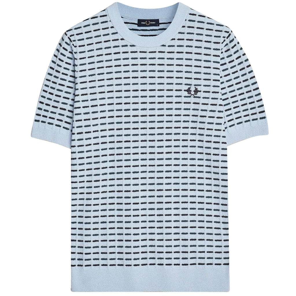 Fred Perry Boucl Ribbed Knitted T-Shirt - Light Smoke