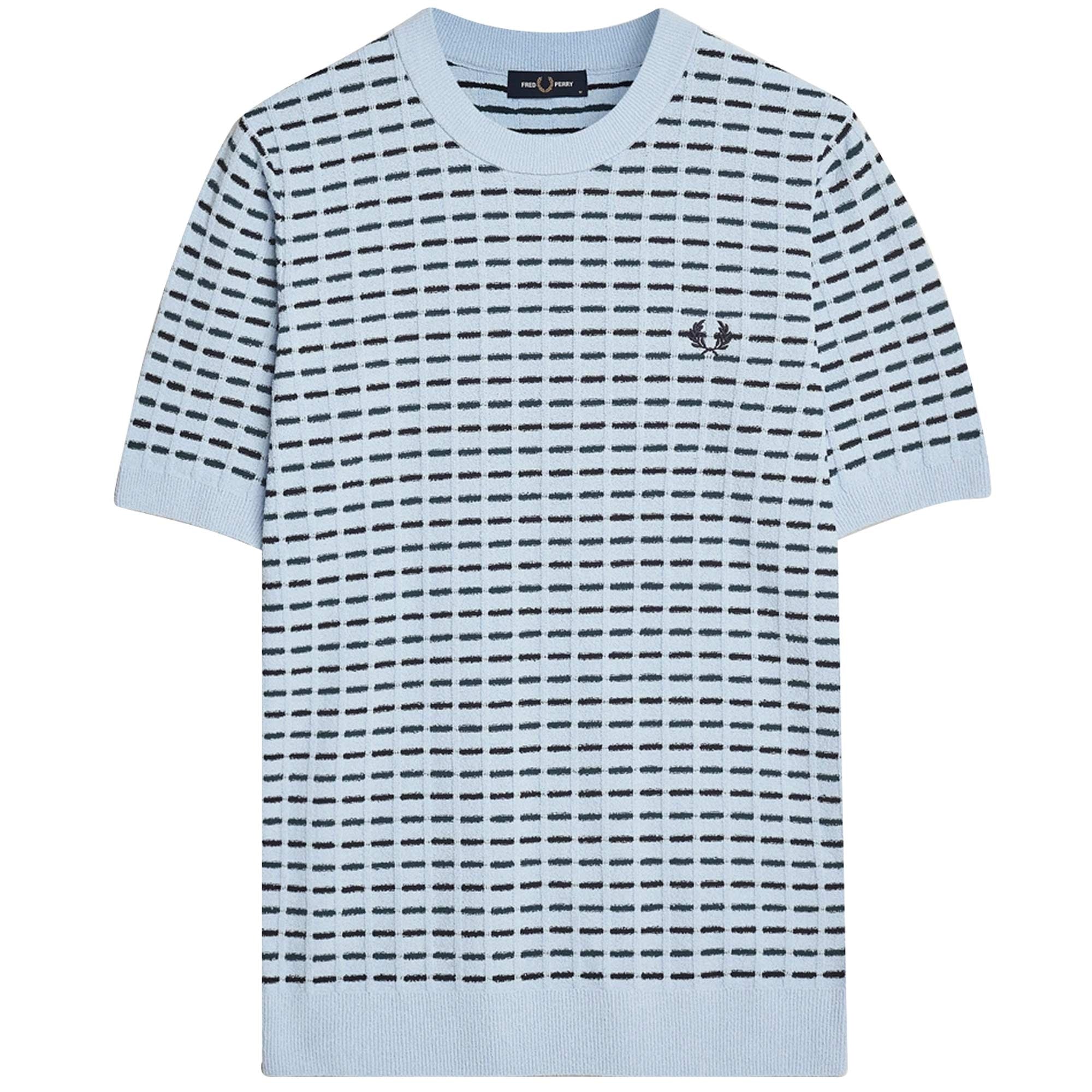 Fred Perry Boucl Ribbed Knitted T-Shirt - Light Smoke