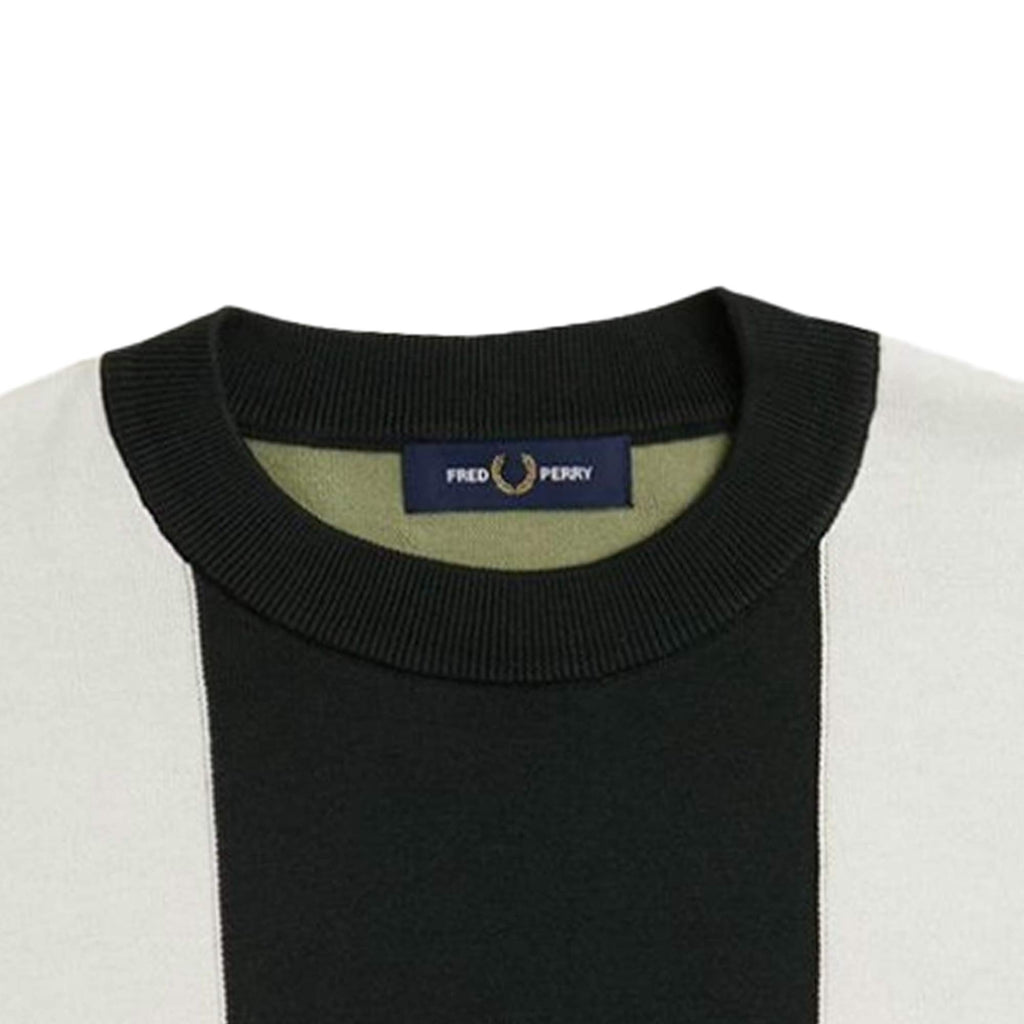 Fred Perry Vertical Stripe Knitted T-Shirt - Olive Mint