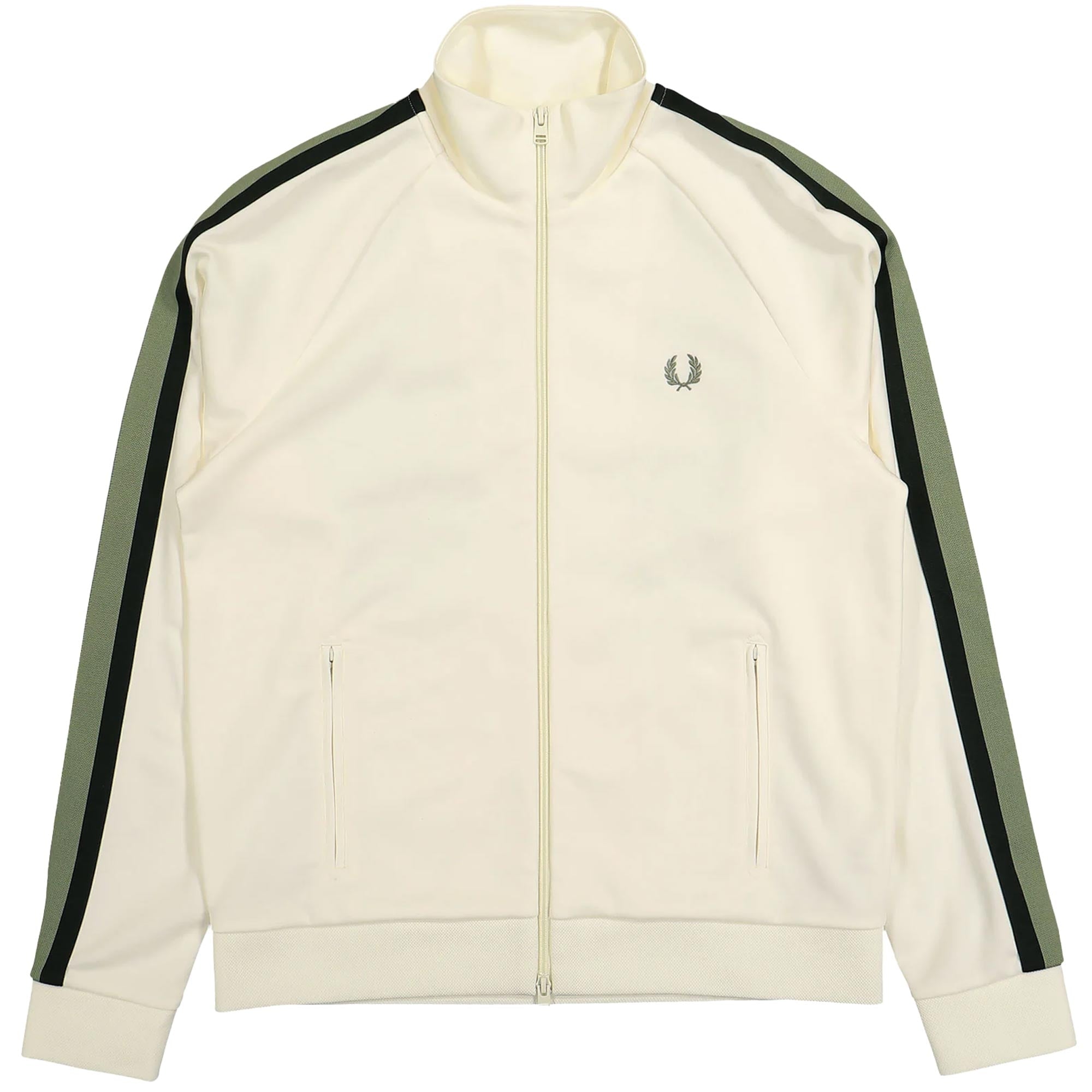 Fred Perry Two Colour Tape Track Jacket - Light Ecru
