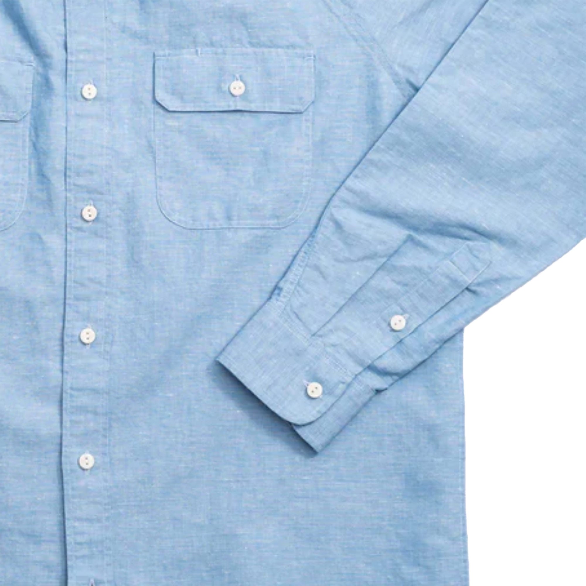 Cotton Hemp Chambray Shirt - Trail Blue