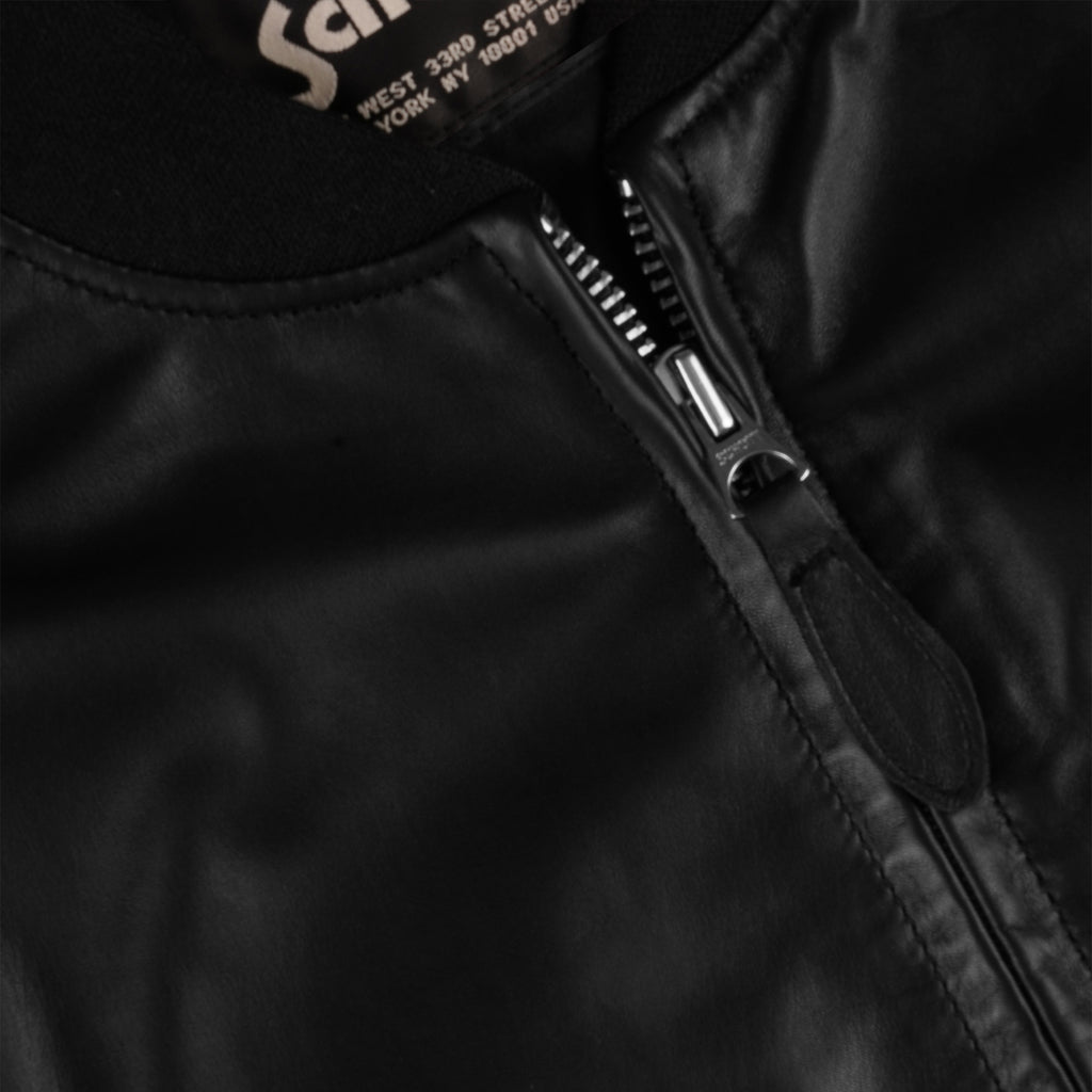 Schott NYC Leather Bomber Jacket - Black