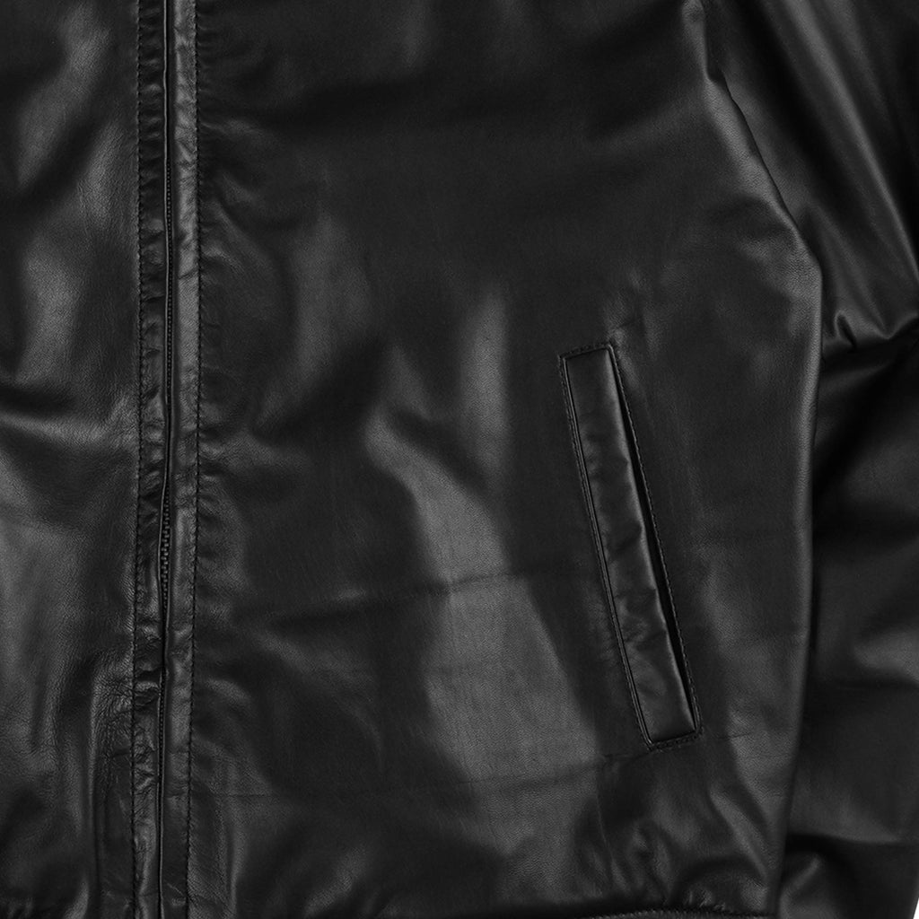 Schott NYC Leather Bomber Jacket - Black
