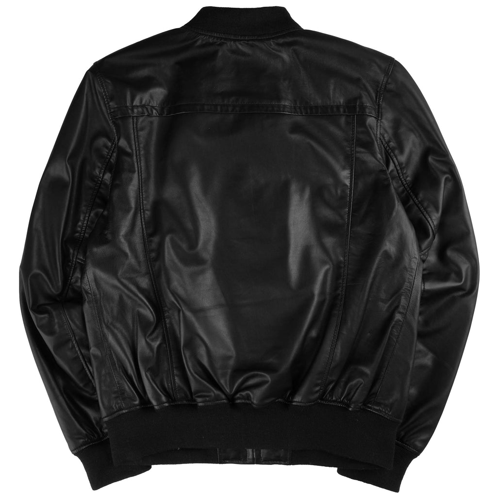 Schott NYC Leather Bomber Jacket - Black