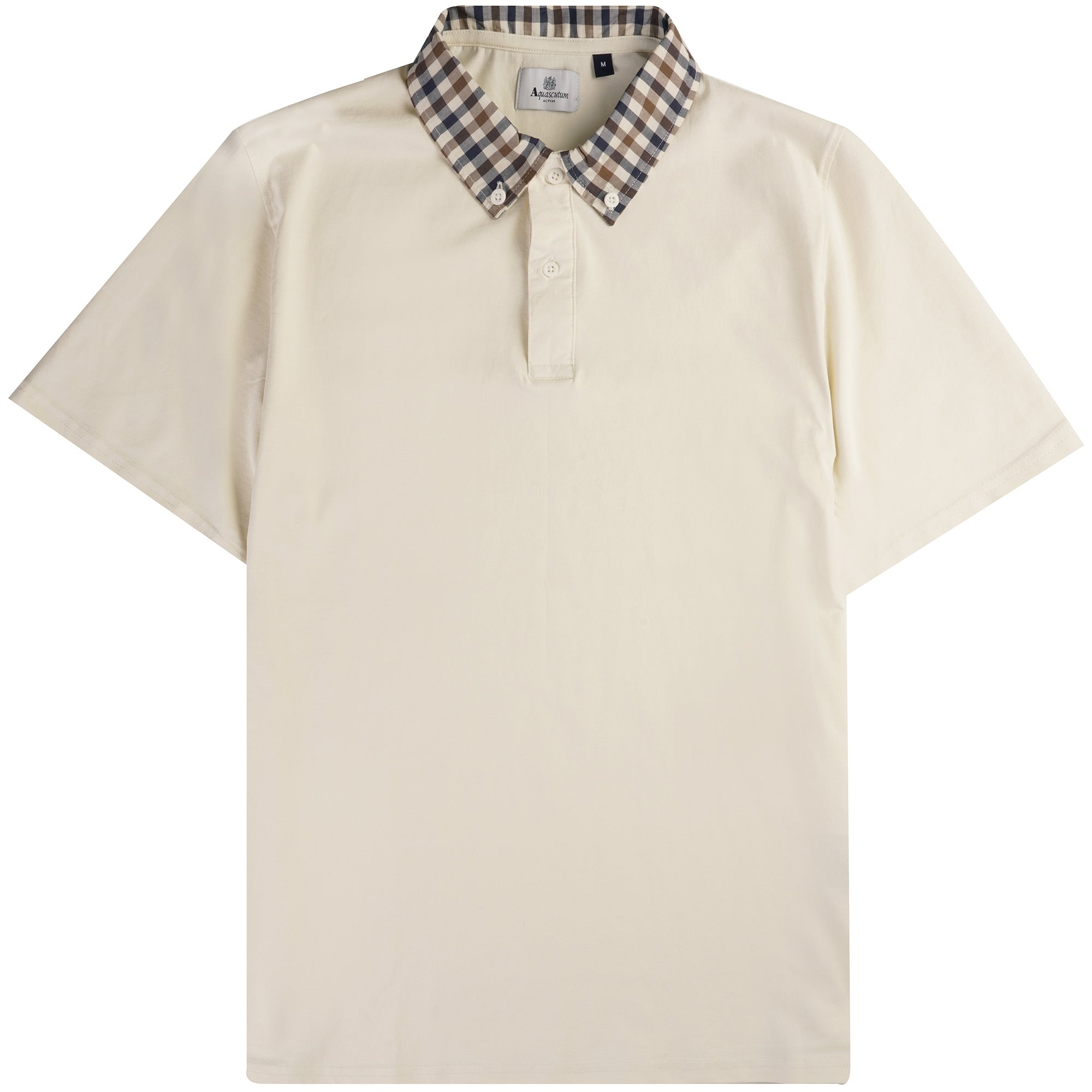 Aquascutum Supima Check Collar Polo Shirt - Old White – Stuarts London