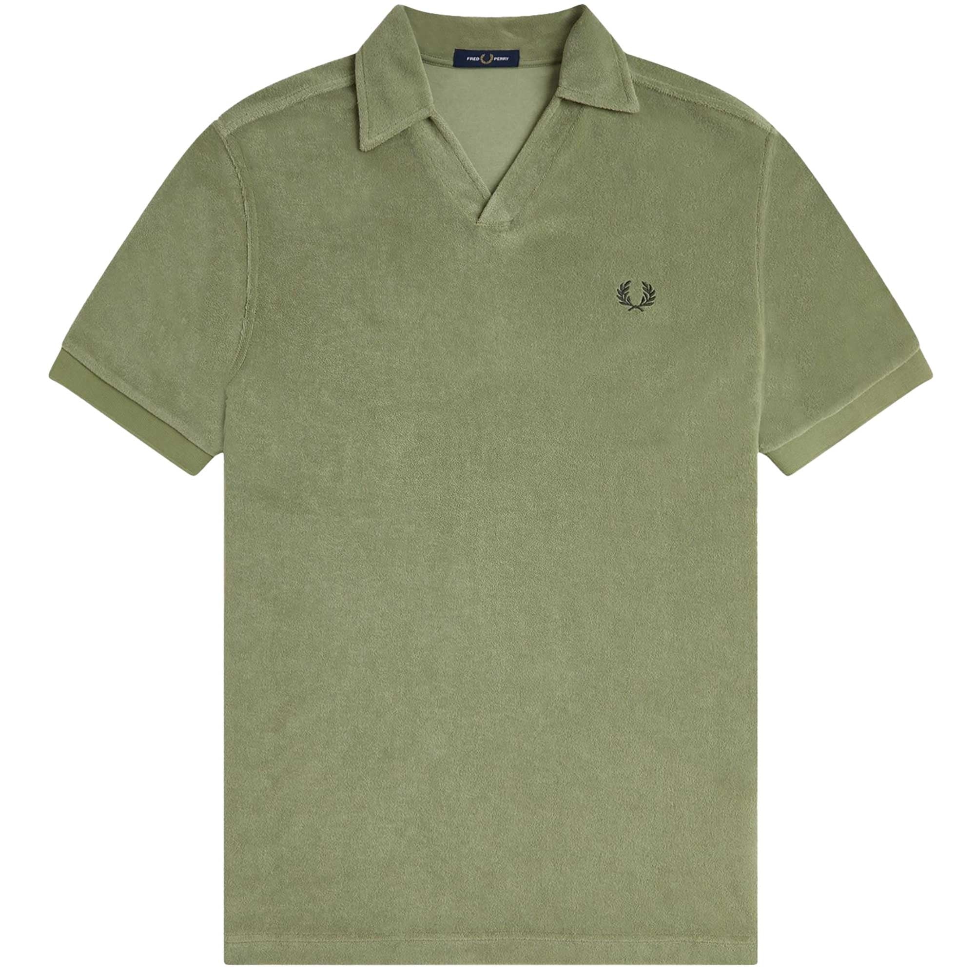 Fred Perry Open Collar Towelling Polo Shirt - Olive Mint – Stuarts
