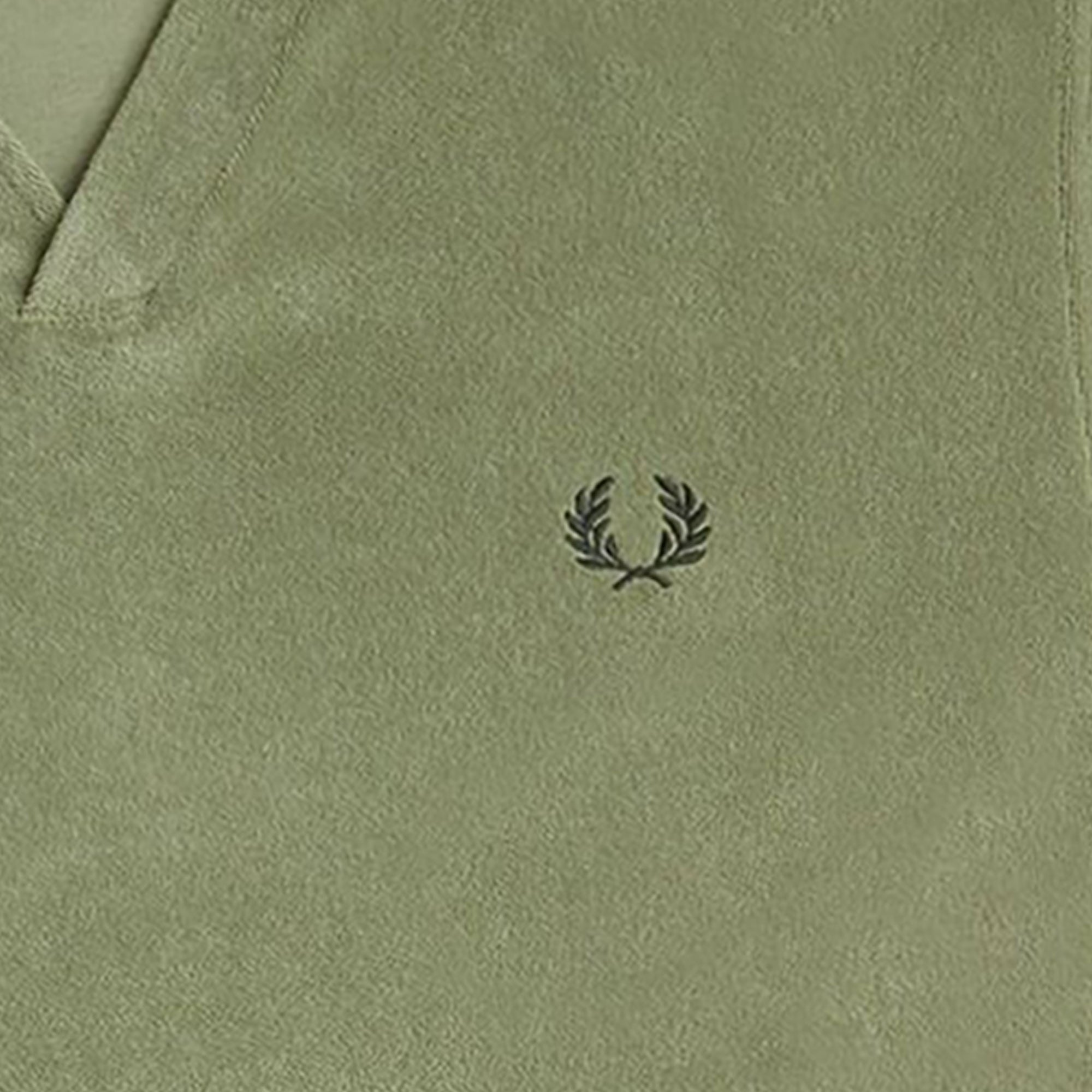 Fred Perry Open Collar Towelling Polo Shirt - Olive Mint