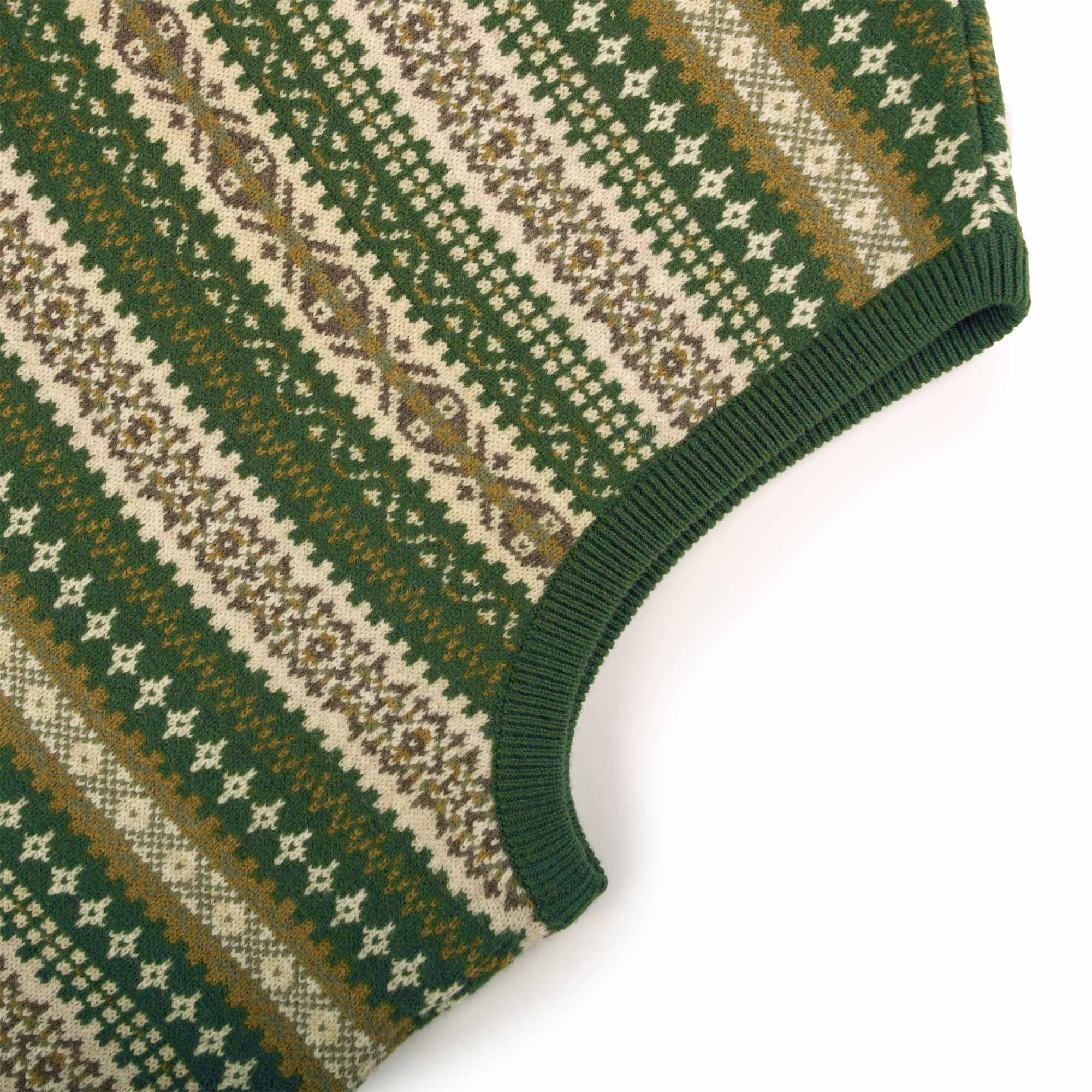 Real Hoxton Fair Isle V-Neck Slipover - Green