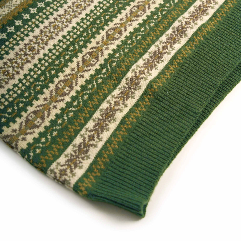 Real Hoxton Fair Isle V-Neck Slipover - Green