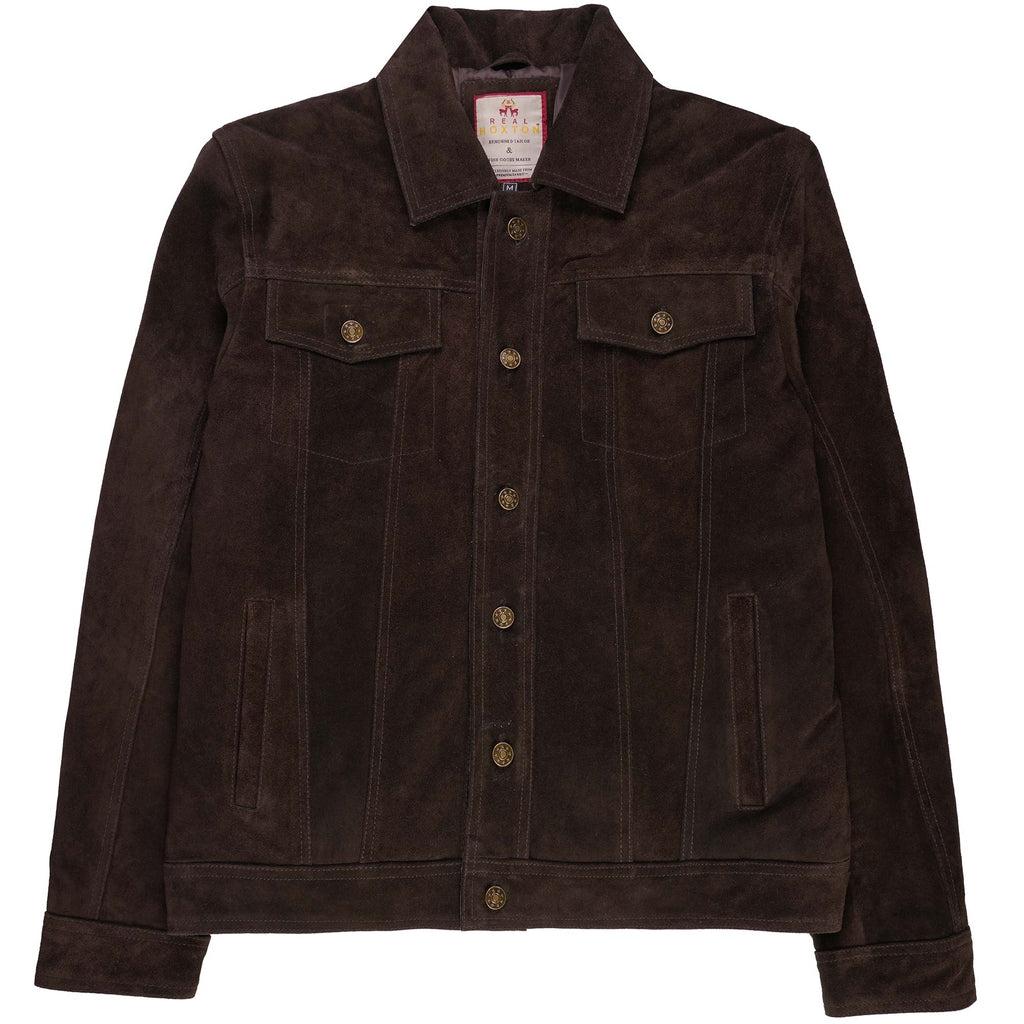 Suede Trucker Jacket - Brown