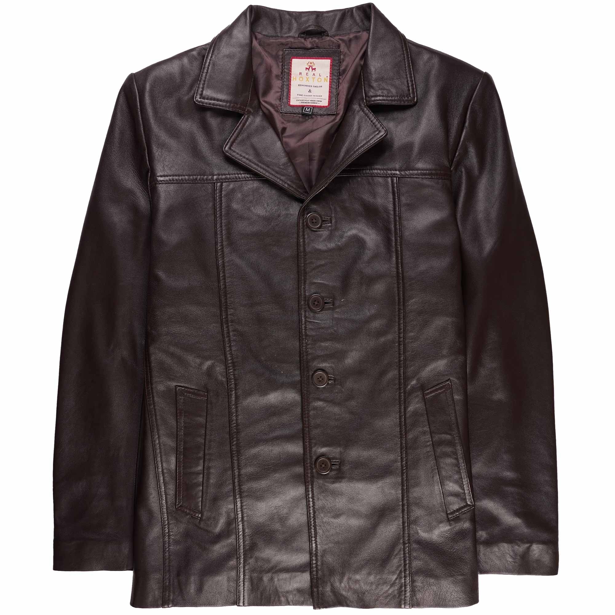 Leather Reefer Jacket - Brown