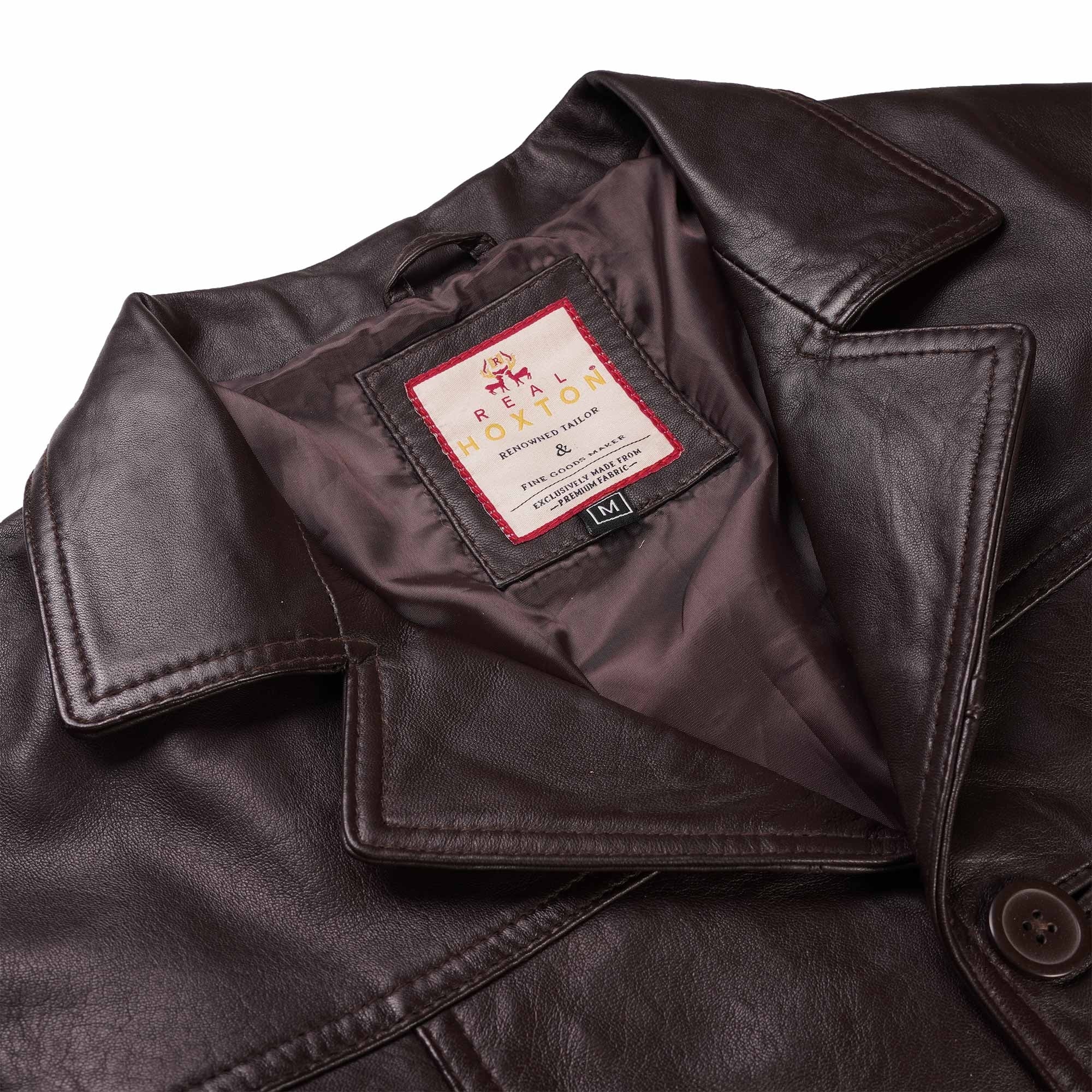 Leather Reefer Jacket - Brown