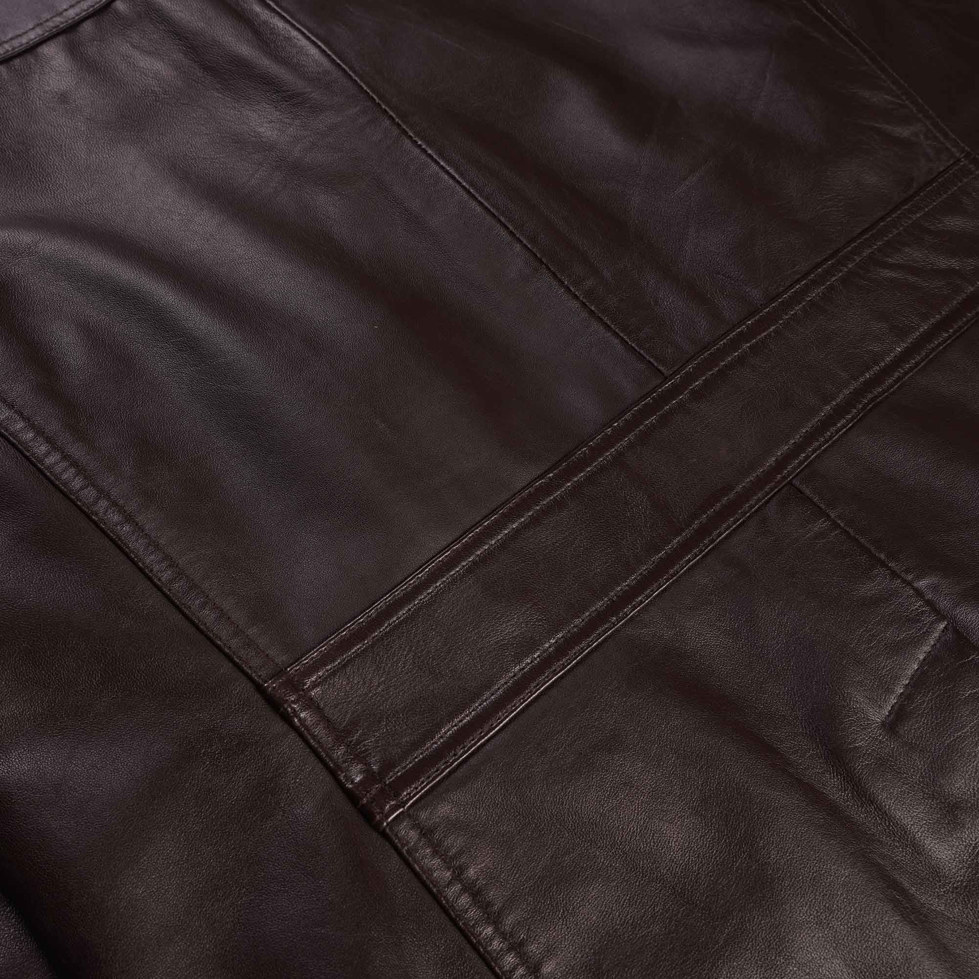 Leather Reefer Jacket - Brown