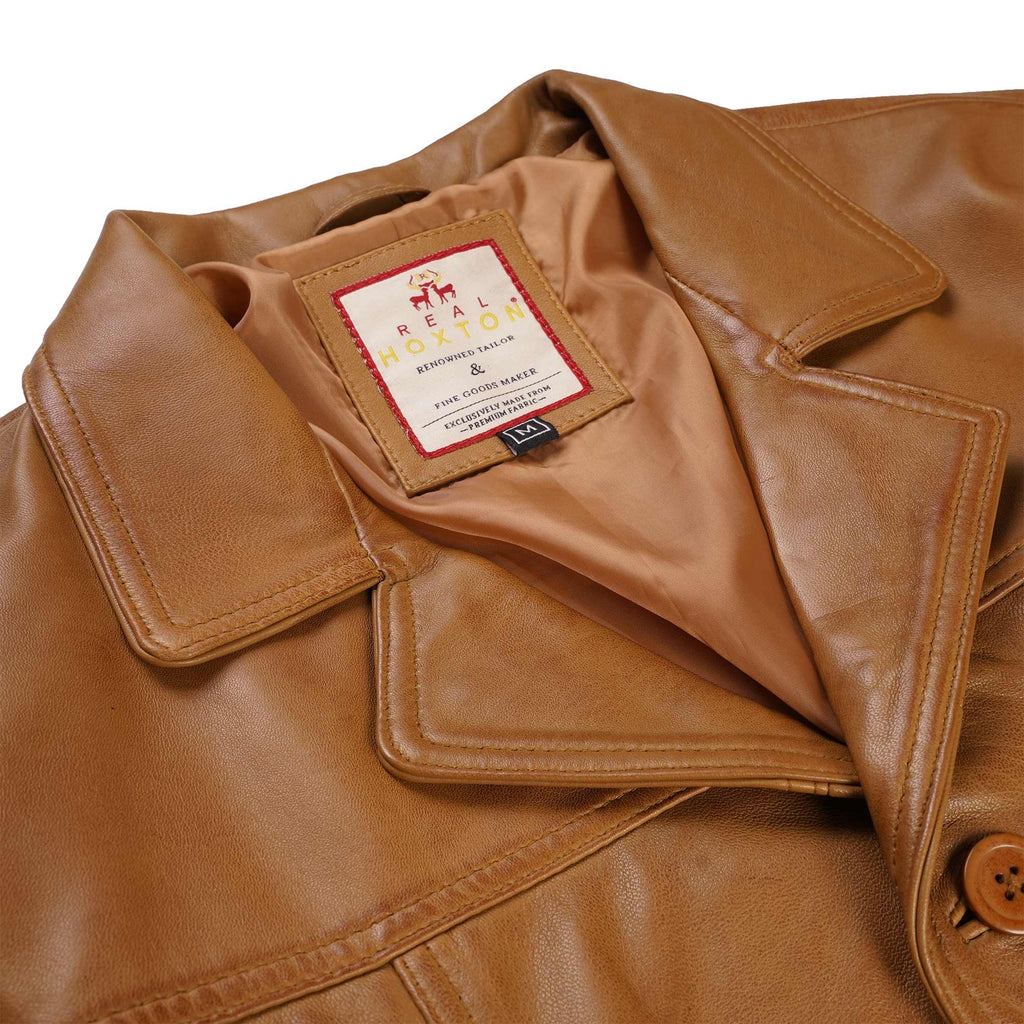 Leather Reefer Jacket - Tan