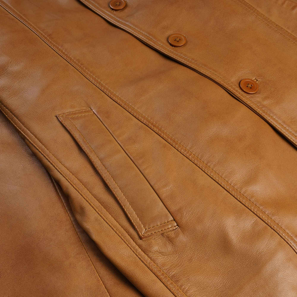 Leather Reefer Jacket - Tan