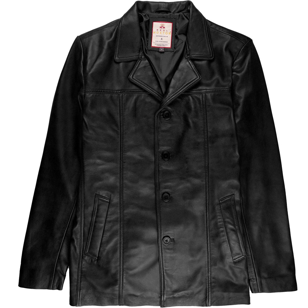 Leather Reefer Jacket - Black