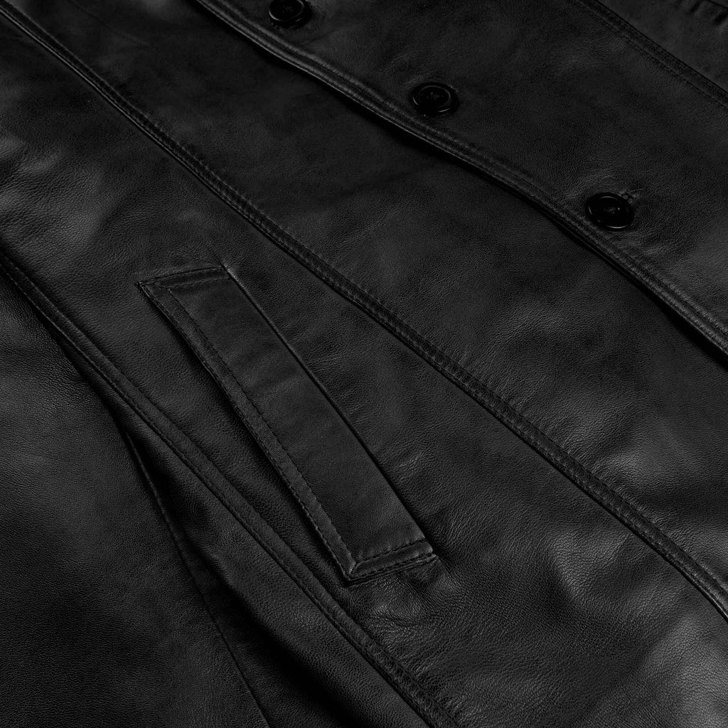 Leather Reefer Jacket - Black