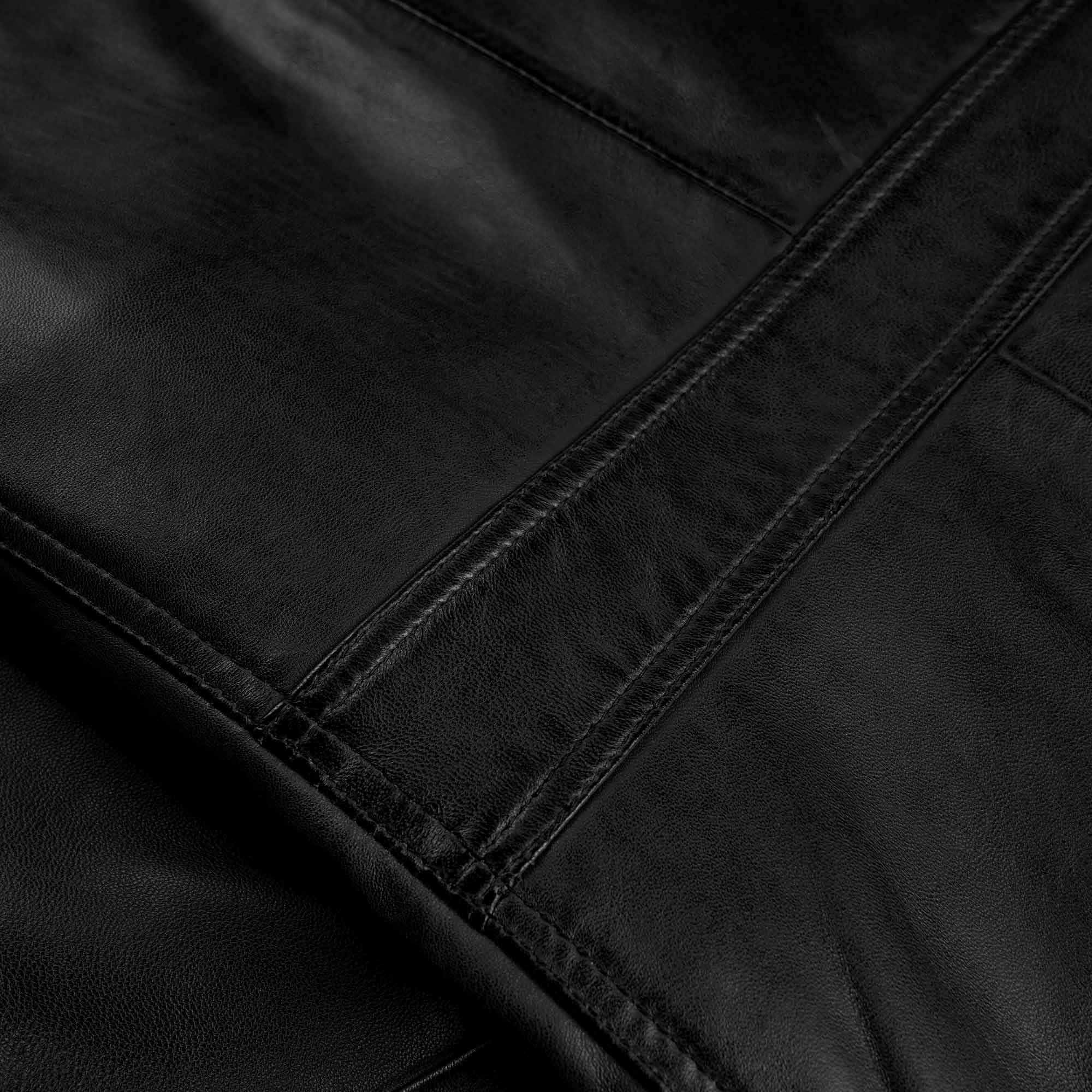 Leather Reefer Jacket - Black
