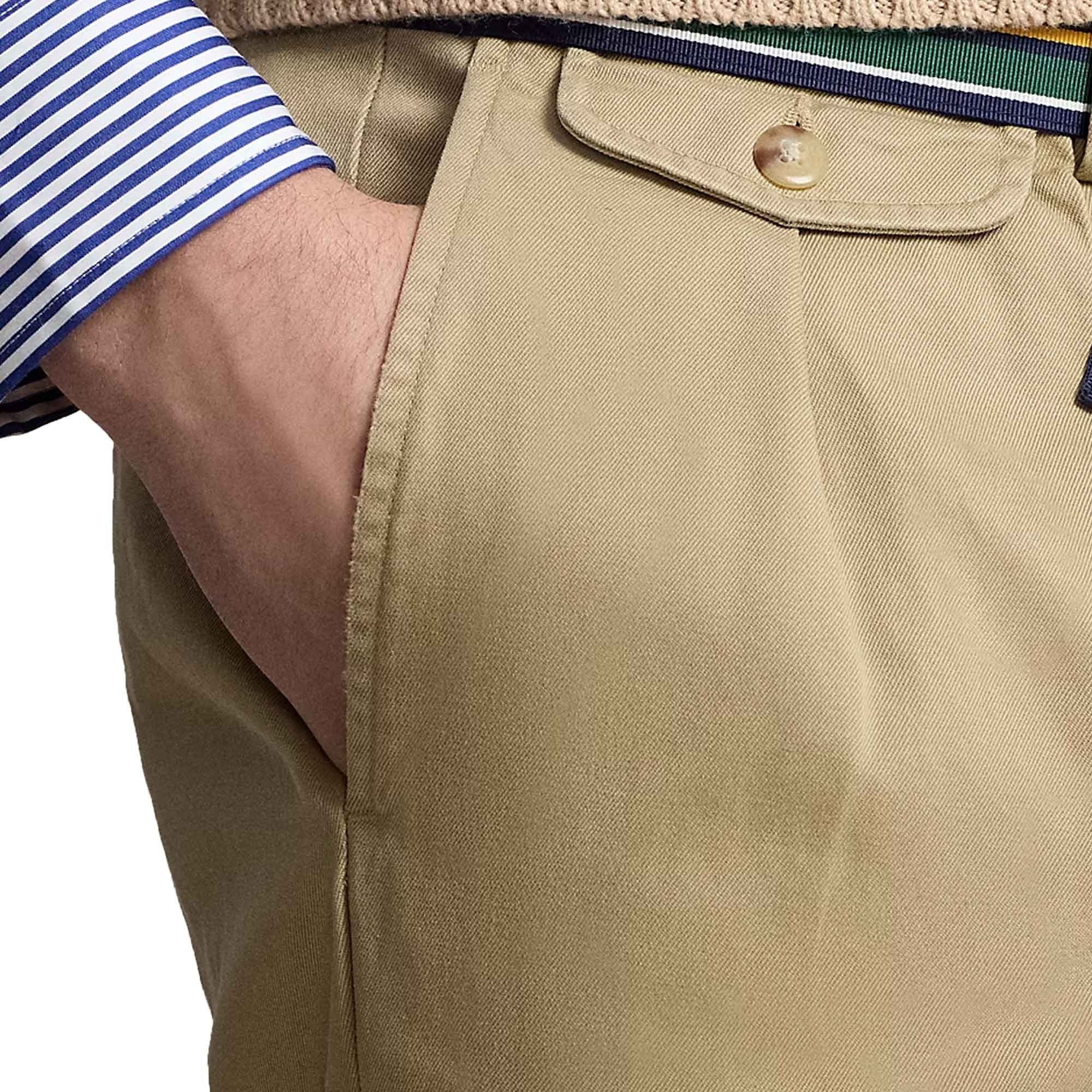 Polo Ralph Lauren Whitman Relaxed Fit Pleated Trousers - Khaki