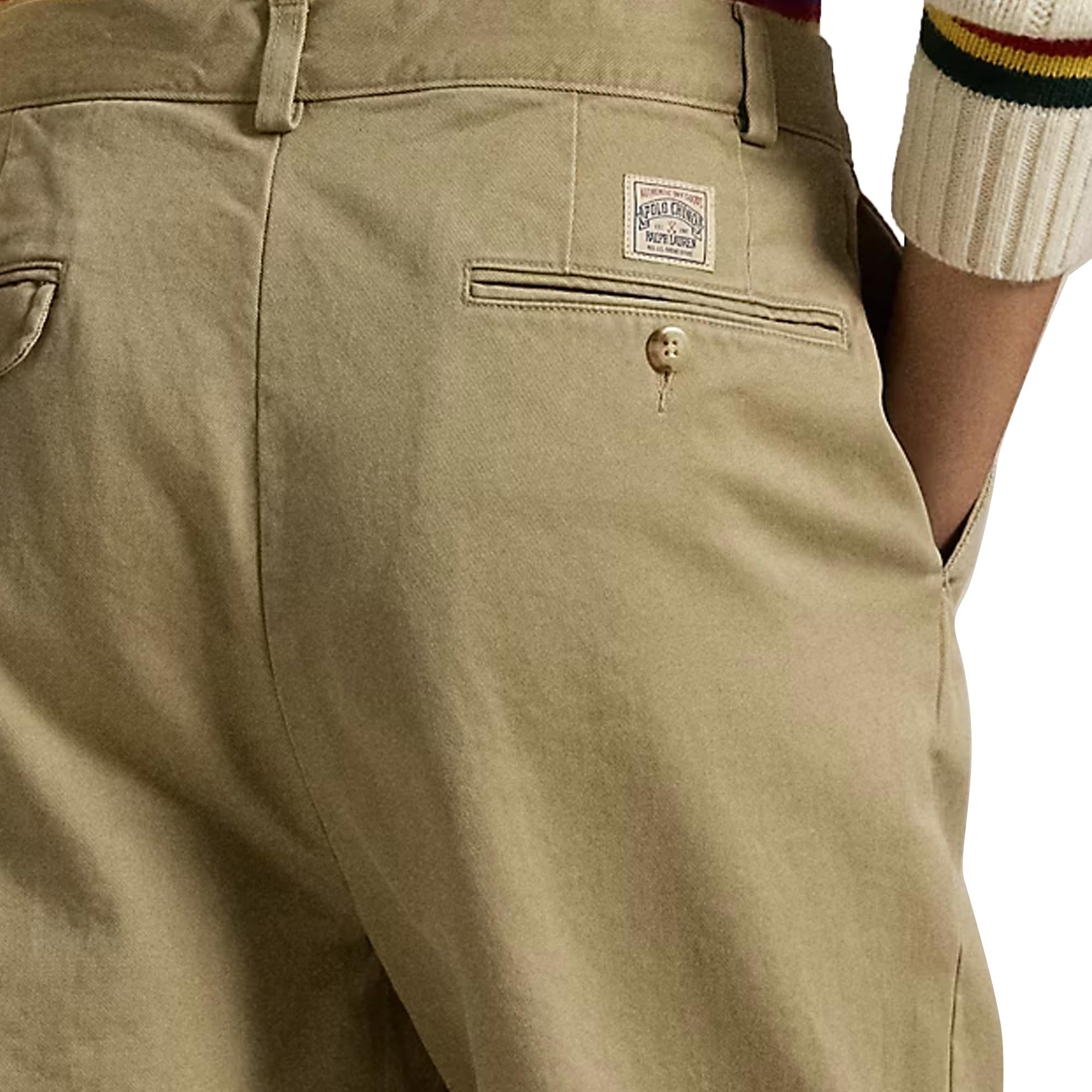 Polo Ralph Lauren Whitman Relaxed Fit Pleated Trousers - Khaki