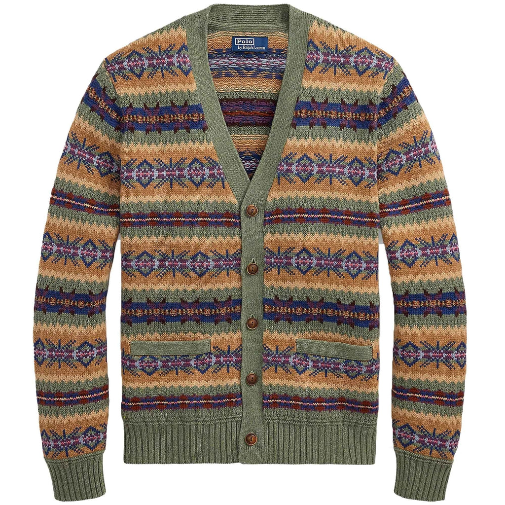 Polo Ralph Lauren Fair Isle Cotton-Blend Cardigan - Green Combo