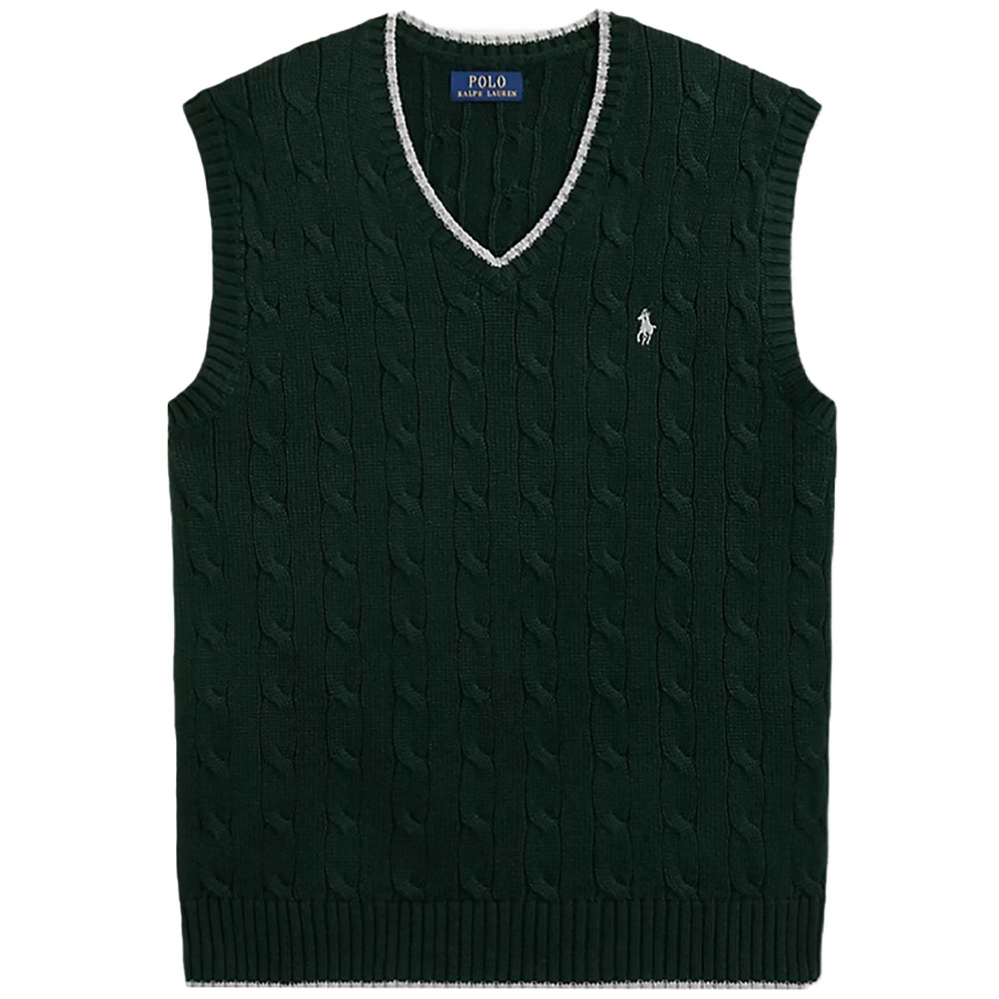 Polo Ralph Lauren Cable-Knit Cotton Sleeveless Jumper - College Green