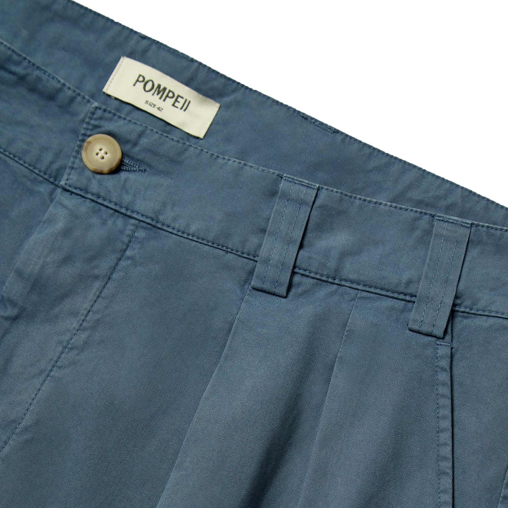 Pompeii Wide Pleated Shorts - Steel Blue
