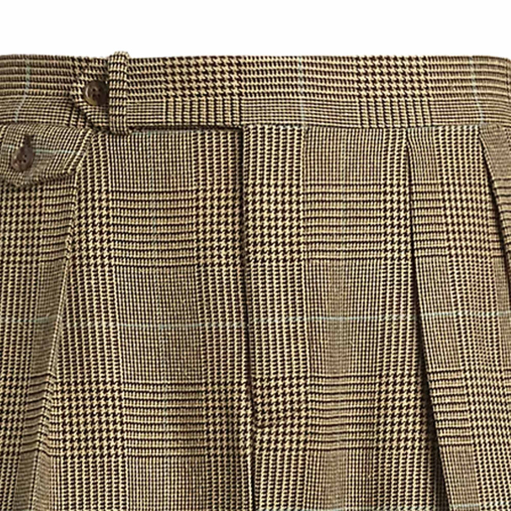 Polo Ralph Lauren Pleated Glen Plaid Suit Trousers - Brown