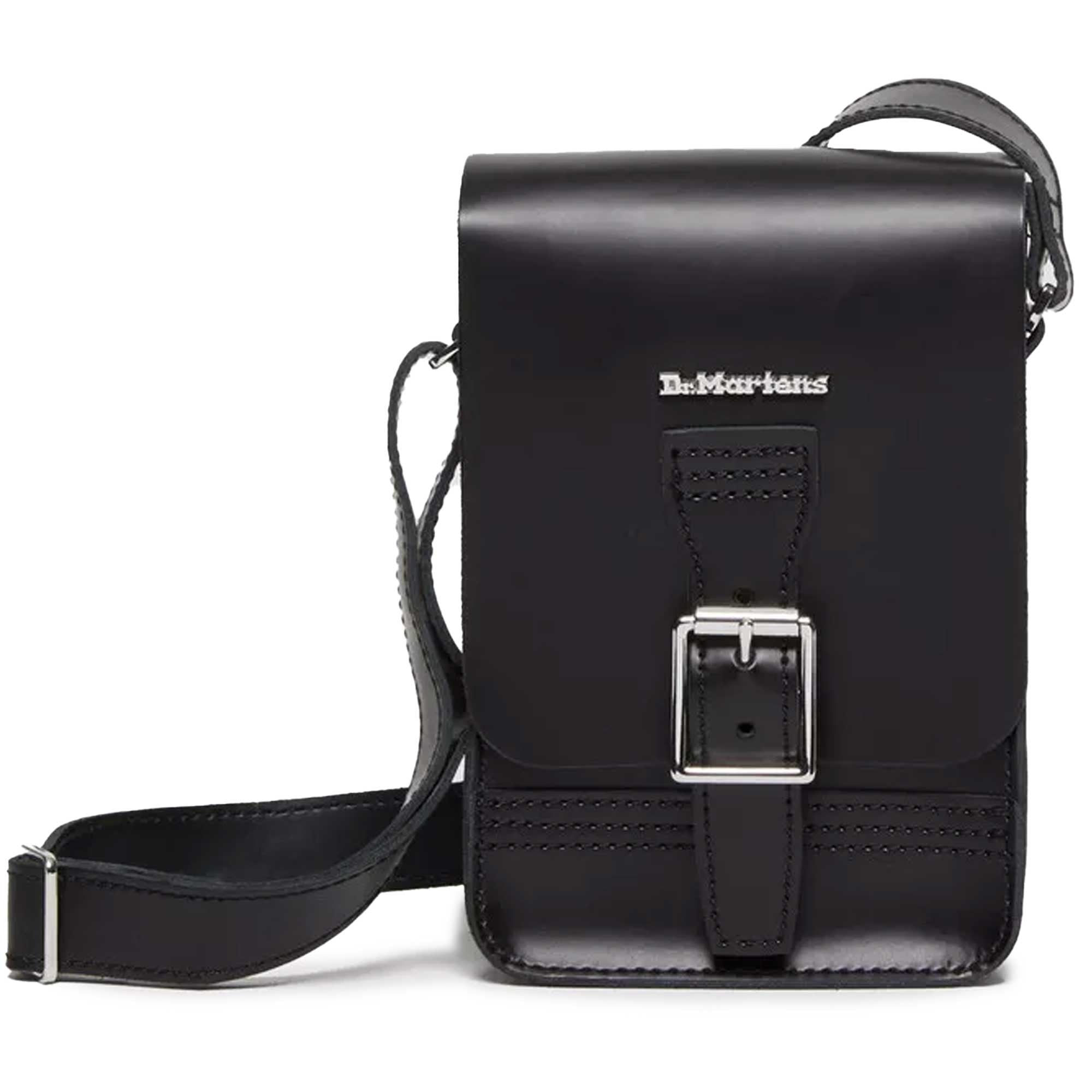 Kiev Smooth Leather Vertical Crossbody Bag - Black