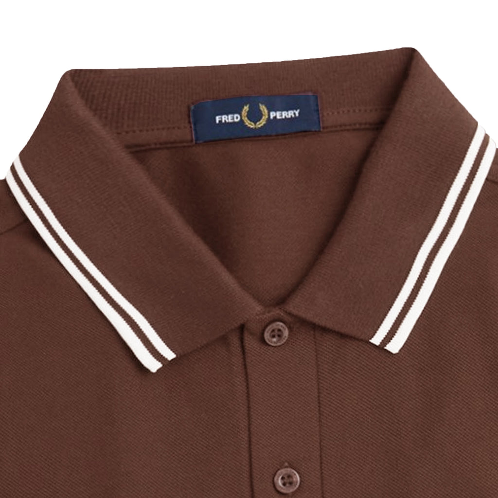 Fred Perry M3636 Twin Tipped Long Sleeve Polo Shirt - Whiskey Brown