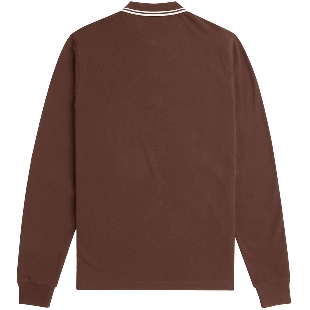 Fred Perry M3636 Twin Tipped Long Sleeve Polo Shirt - Whiskey Brown
