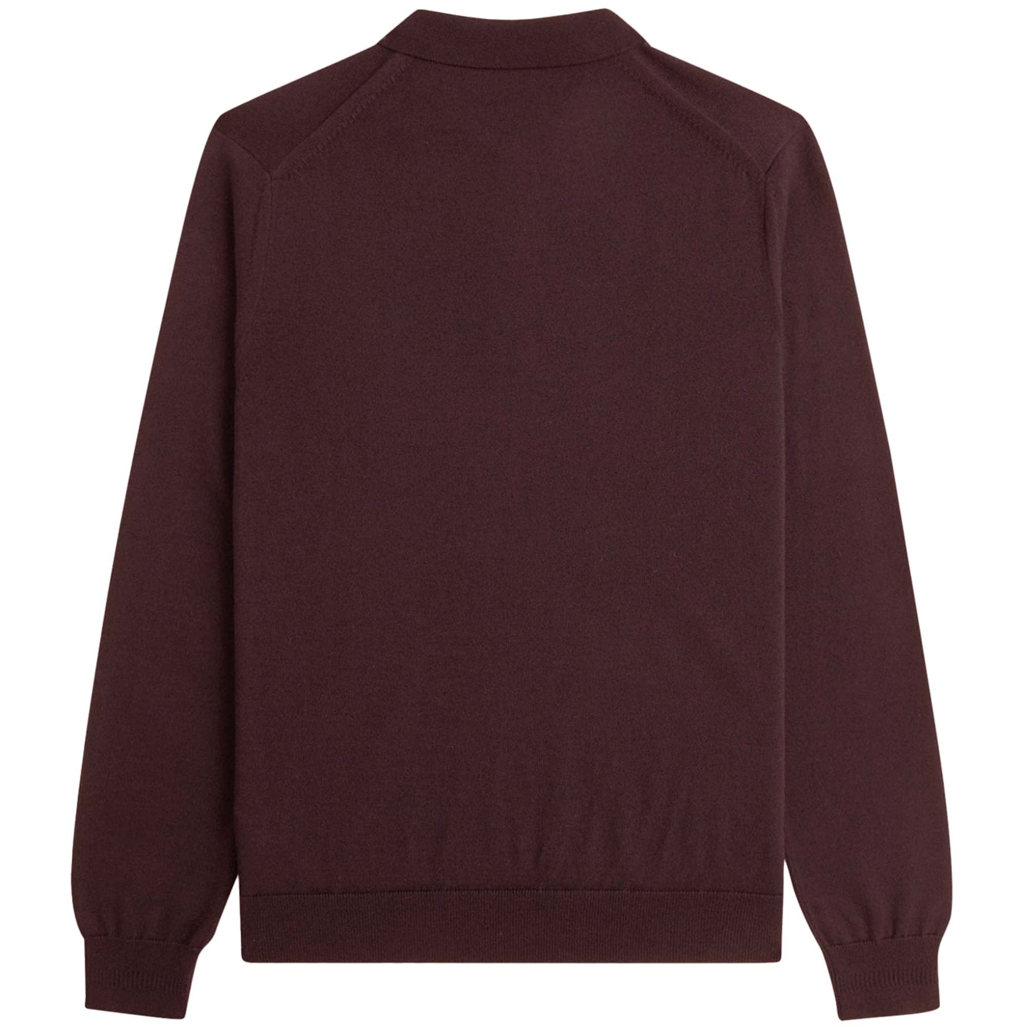 Perry Fred Perry K4535 Classic Knitted Long Sleeve Shirt - Oxblood