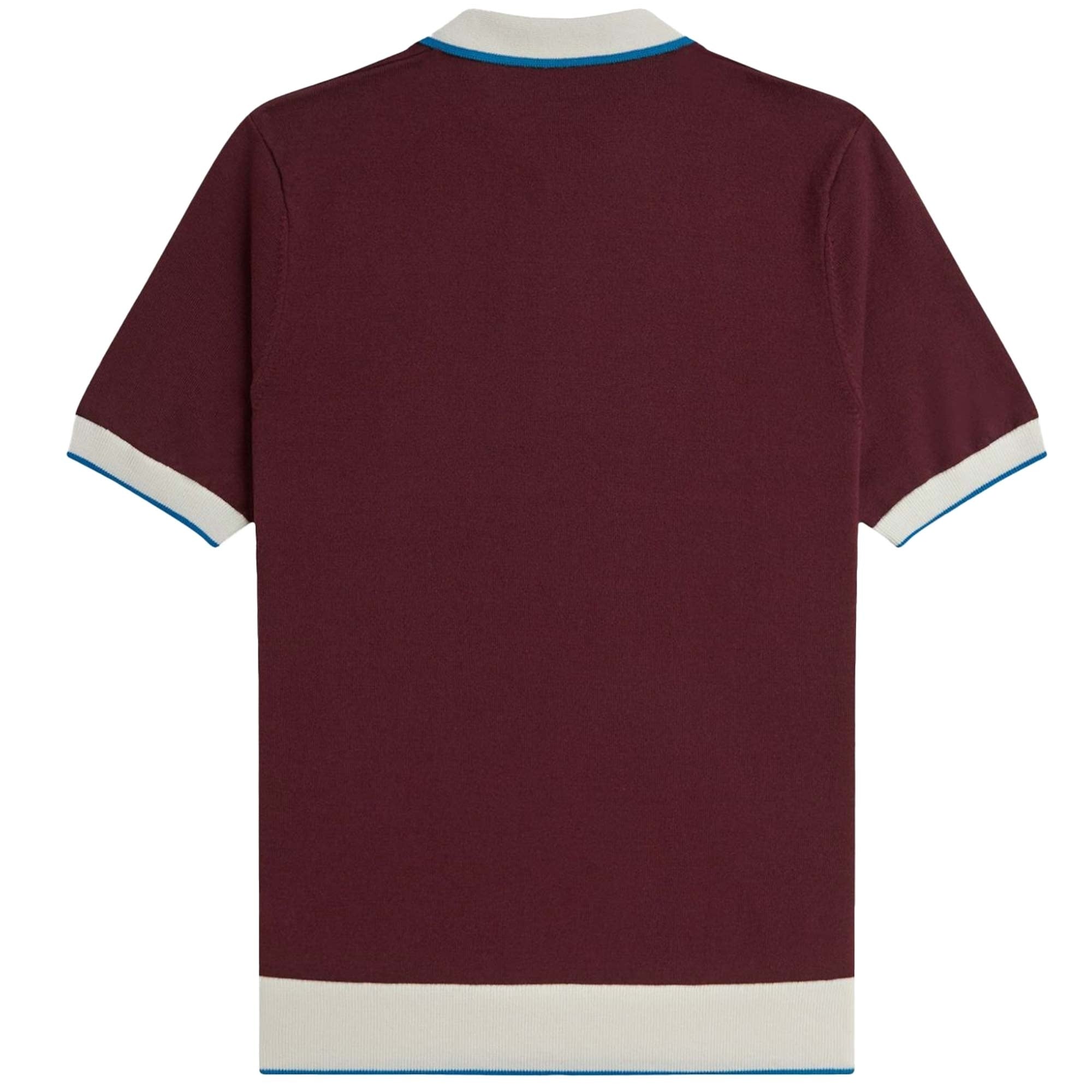Fred Perry K1315 Contrast Tipped Knitted Shirt - Oxblood