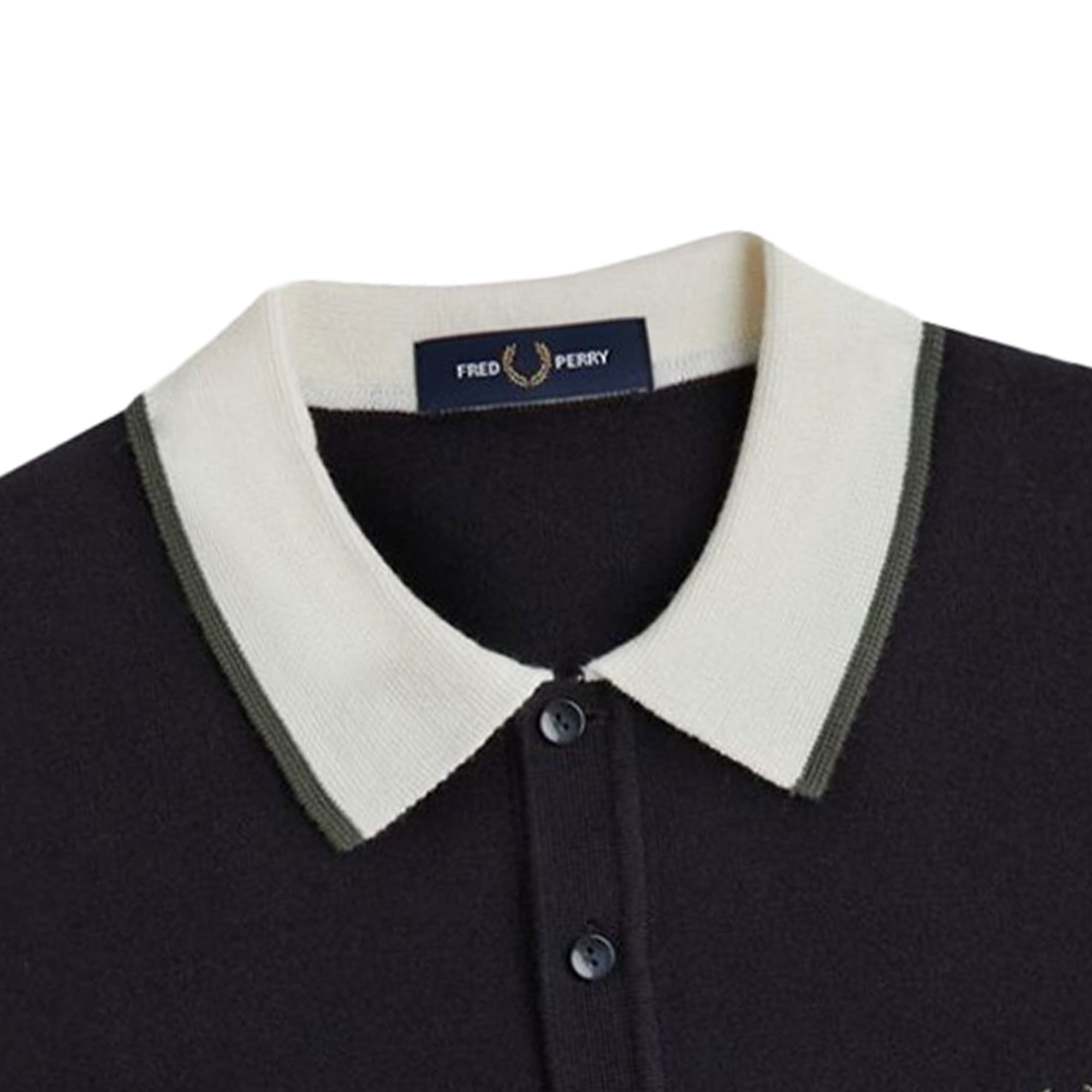 K1315 Contrast Tipped Knitted Shirt - Black