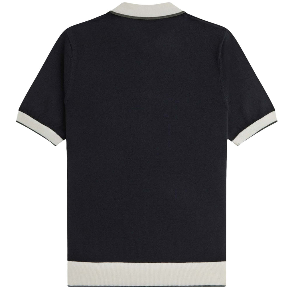 K1315 Contrast Tipped Knitted Shirt - Black