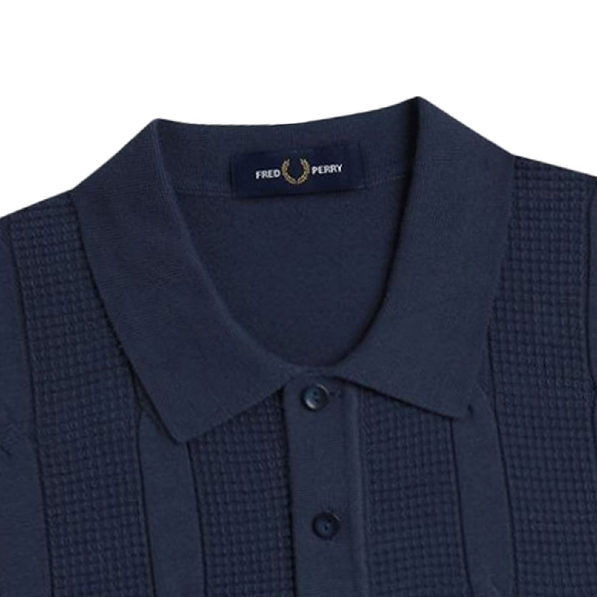 Fred Perry K1313 Textured Cable Knit Shirt - Airforce Blue