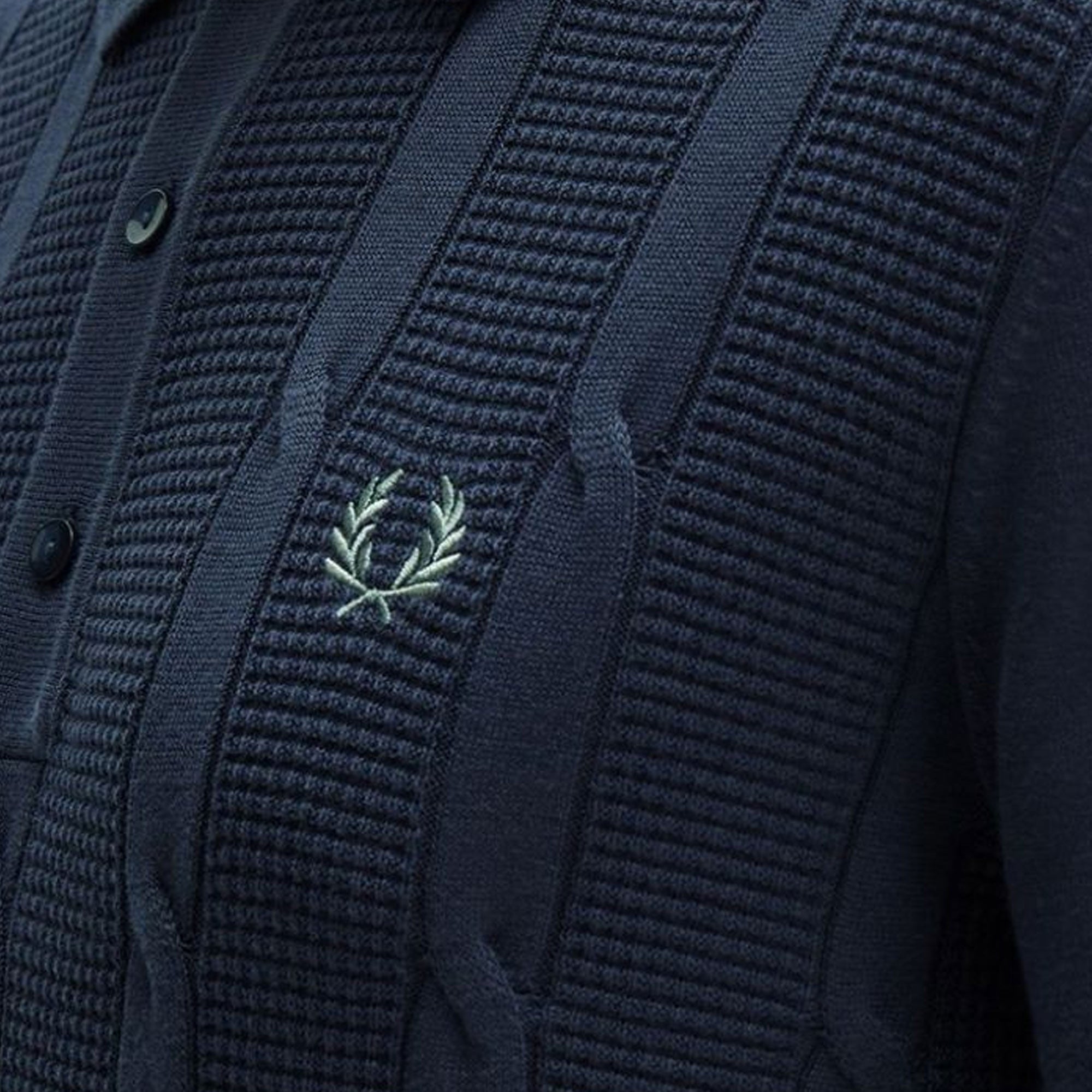 Fred Perry K1313 Textured Cable Knit Shirt - Airforce Blue