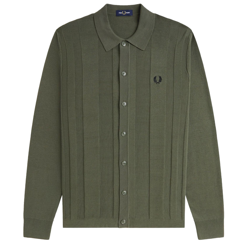 K9726 Button Through Knitted Shirt - Green