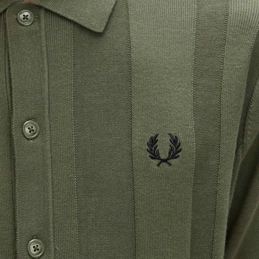 K9726 Button Through Knitted Shirt - Green