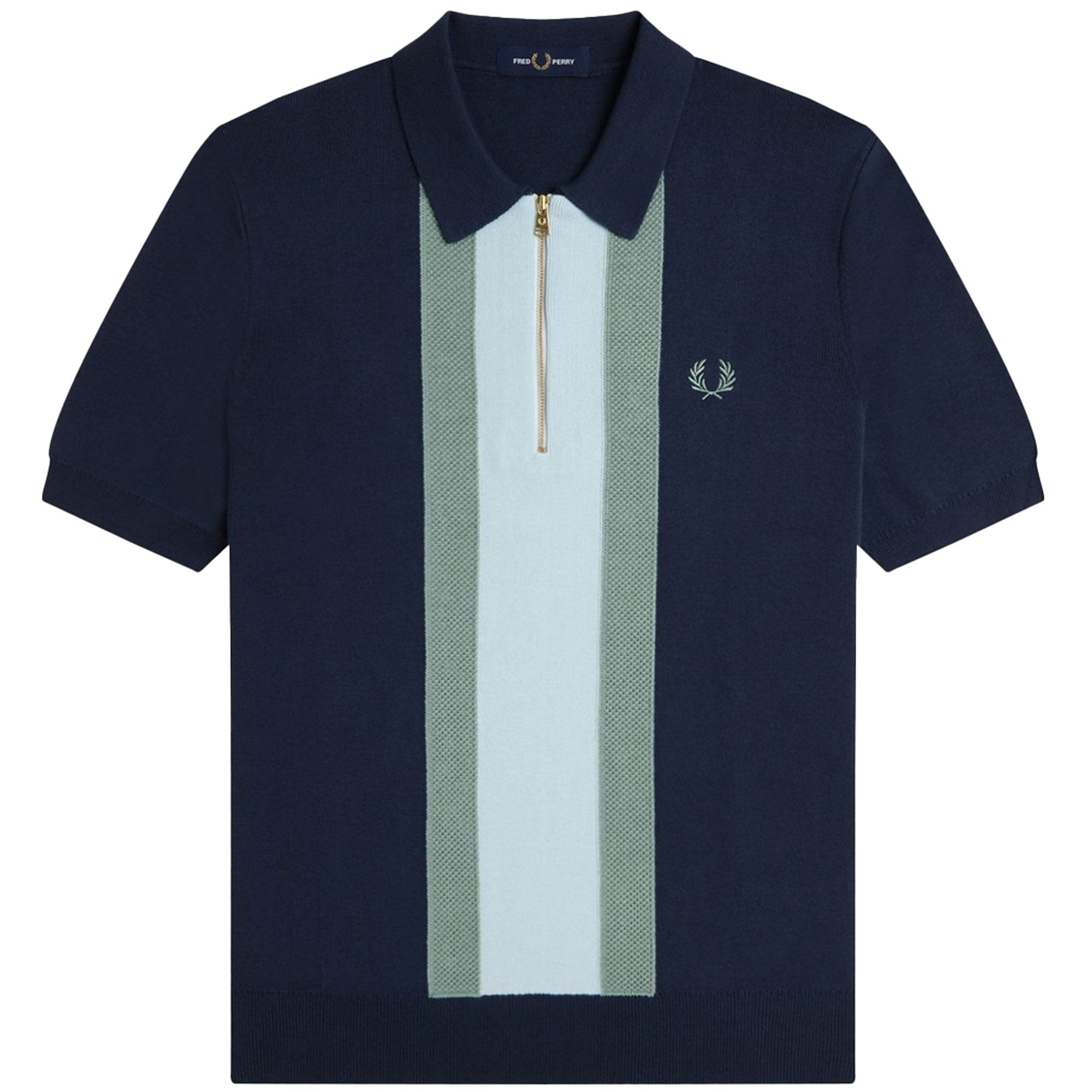 【FRED PERRY】Textured Front Knitted Shirt Fred Perry K1342 Textured Stripe Knitted Shirt - K1342-738